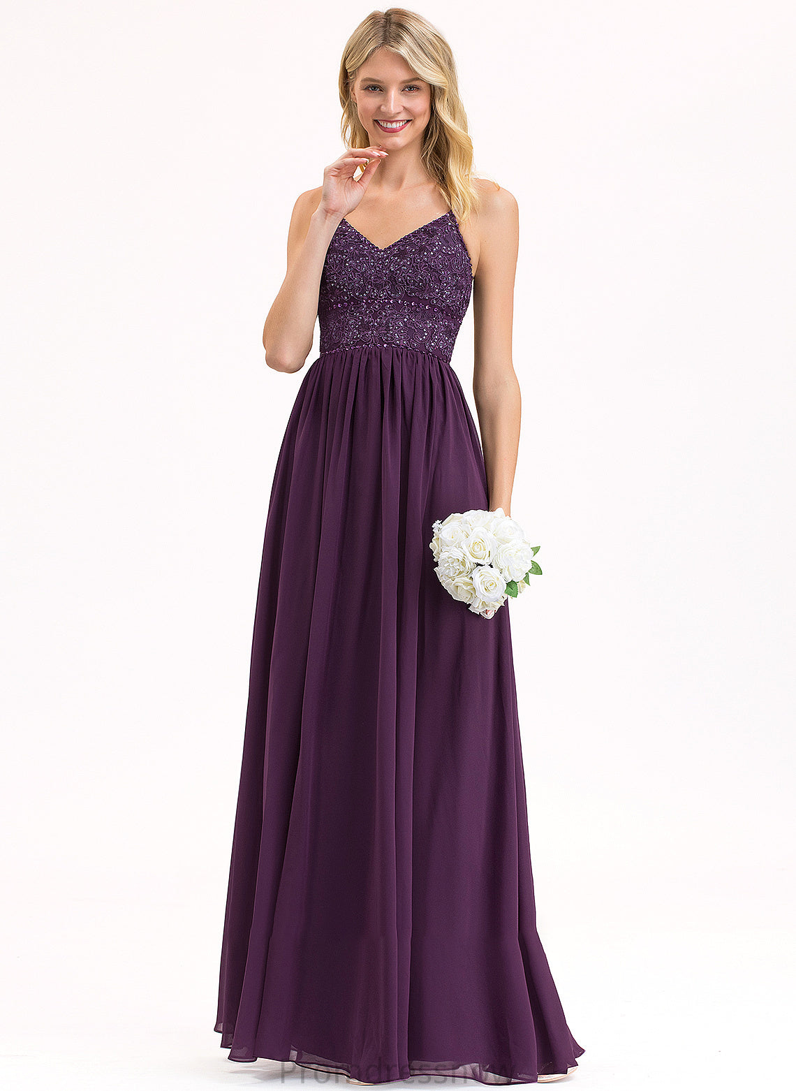 Embellishment Floor-Length A-Line Length Beading V-neck Silhouette Sequins Fabric Neckline Rita Floor Length Bridesmaid Dresses