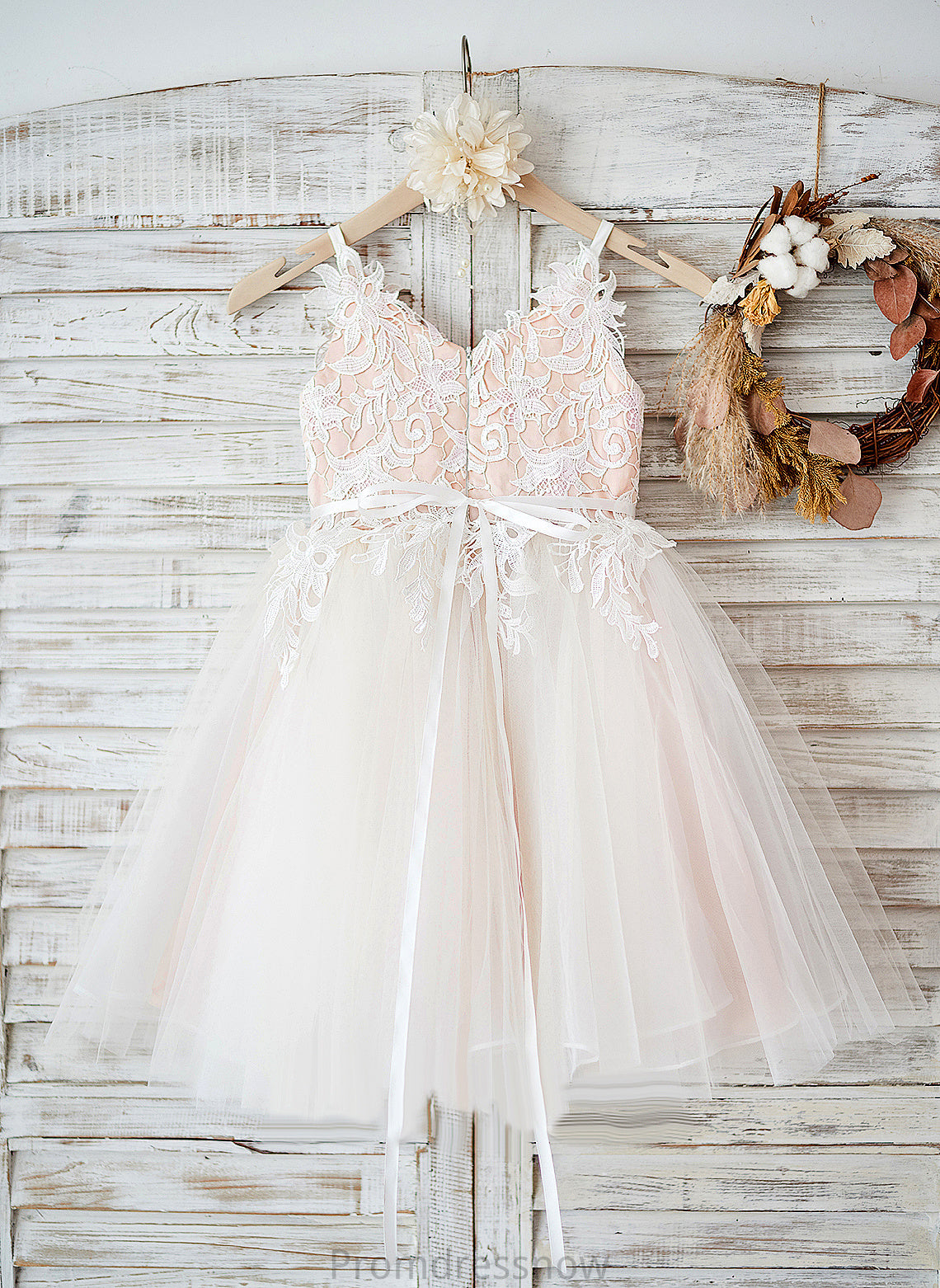 Tulle/Lace Straps Jamya Flower A-Line - Knee-length Flower Girl Dresses Dress Sleeveless Girl