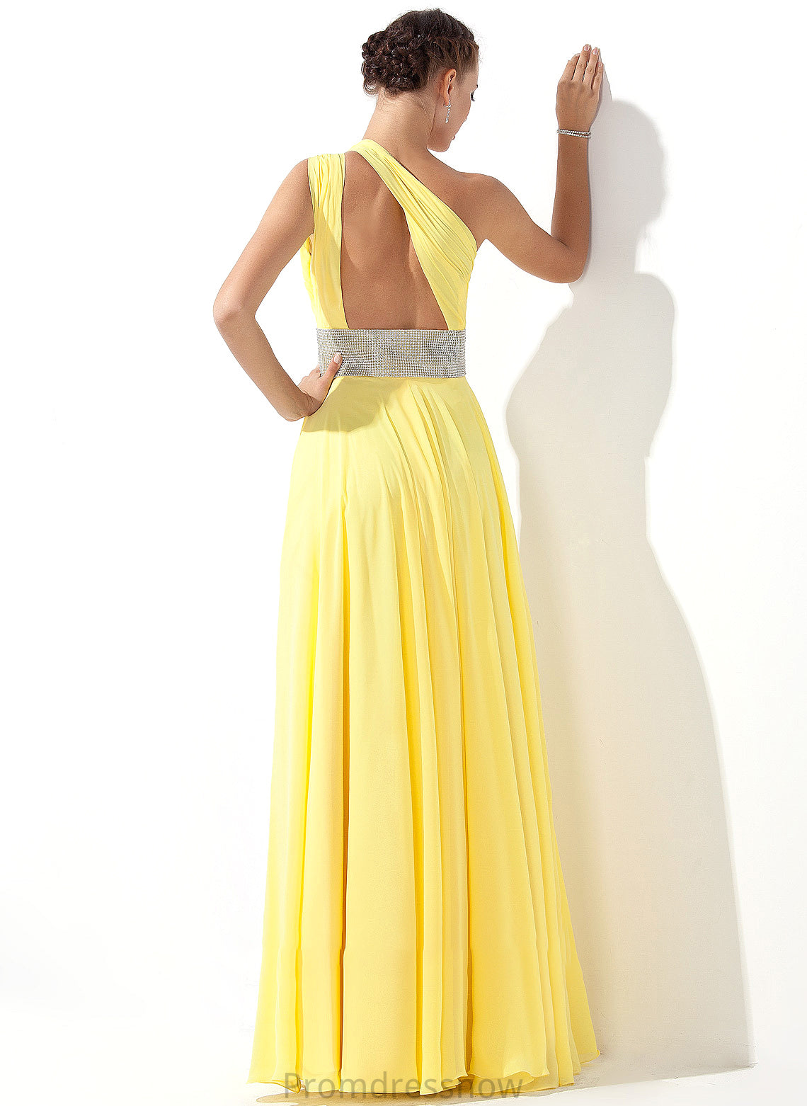 With Beading Prom Dresses One-Shoulder Chiffon Katie Floor-Length Ruffle A-Line