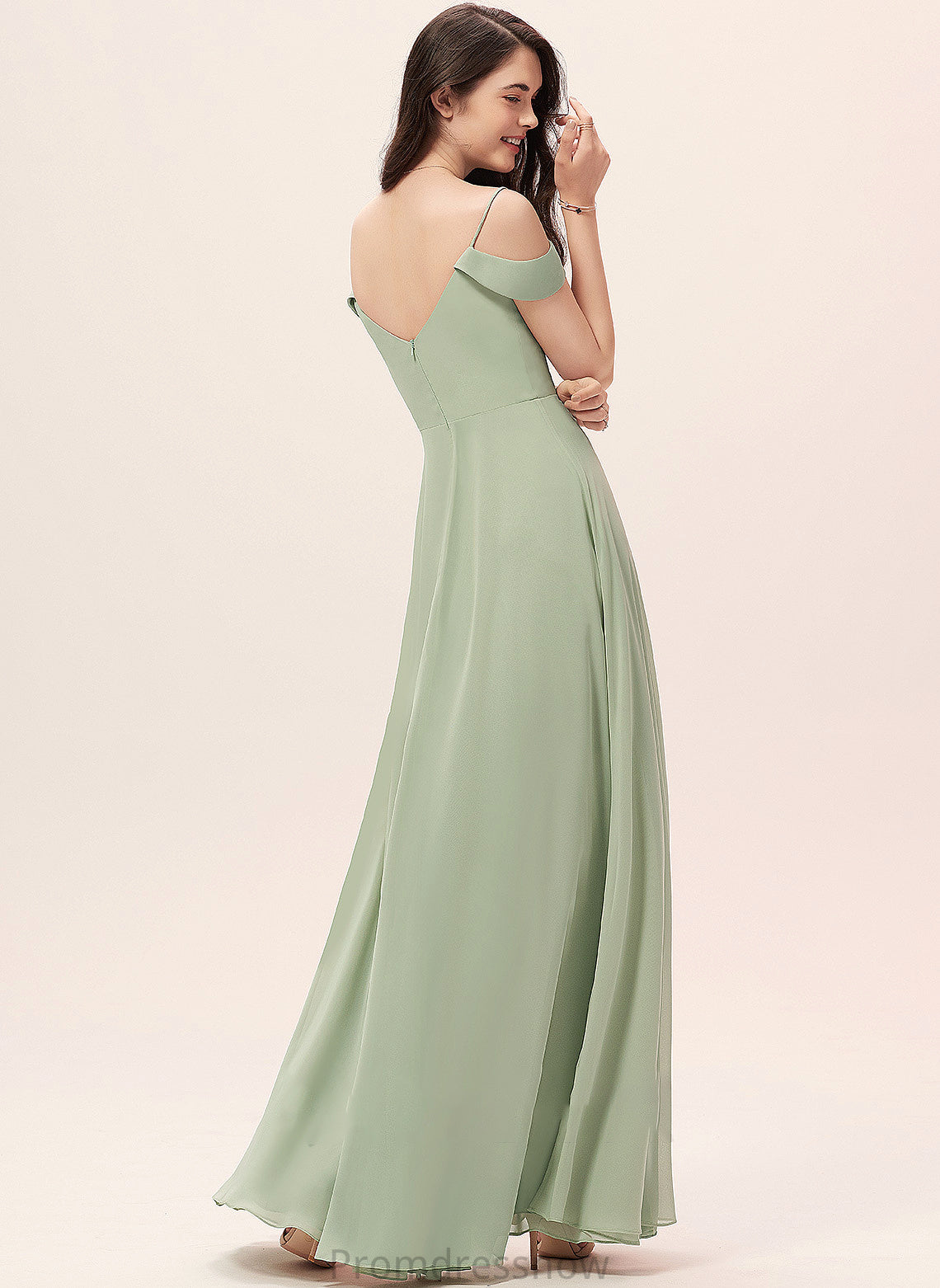 SplitFront Neckline V-neck A-Line Silhouette Floor-Length Fabric Length Embellishment Kailey Scoop Spandex Bridesmaid Dresses