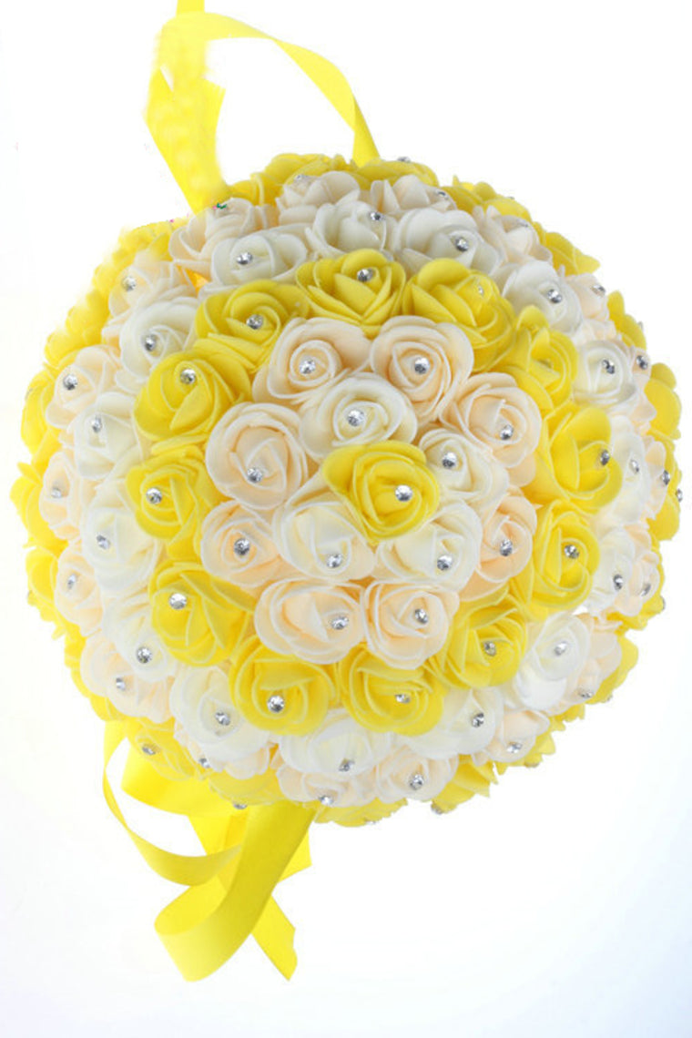 Colorful Round Foam/Ribbon Bridal Bouquets