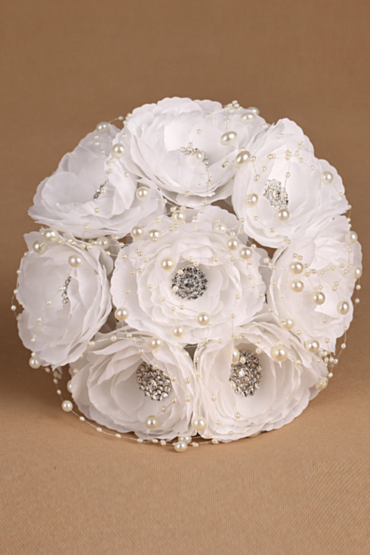 White Wedding Bouquet With Rhinestone Pearl (27*18cm)