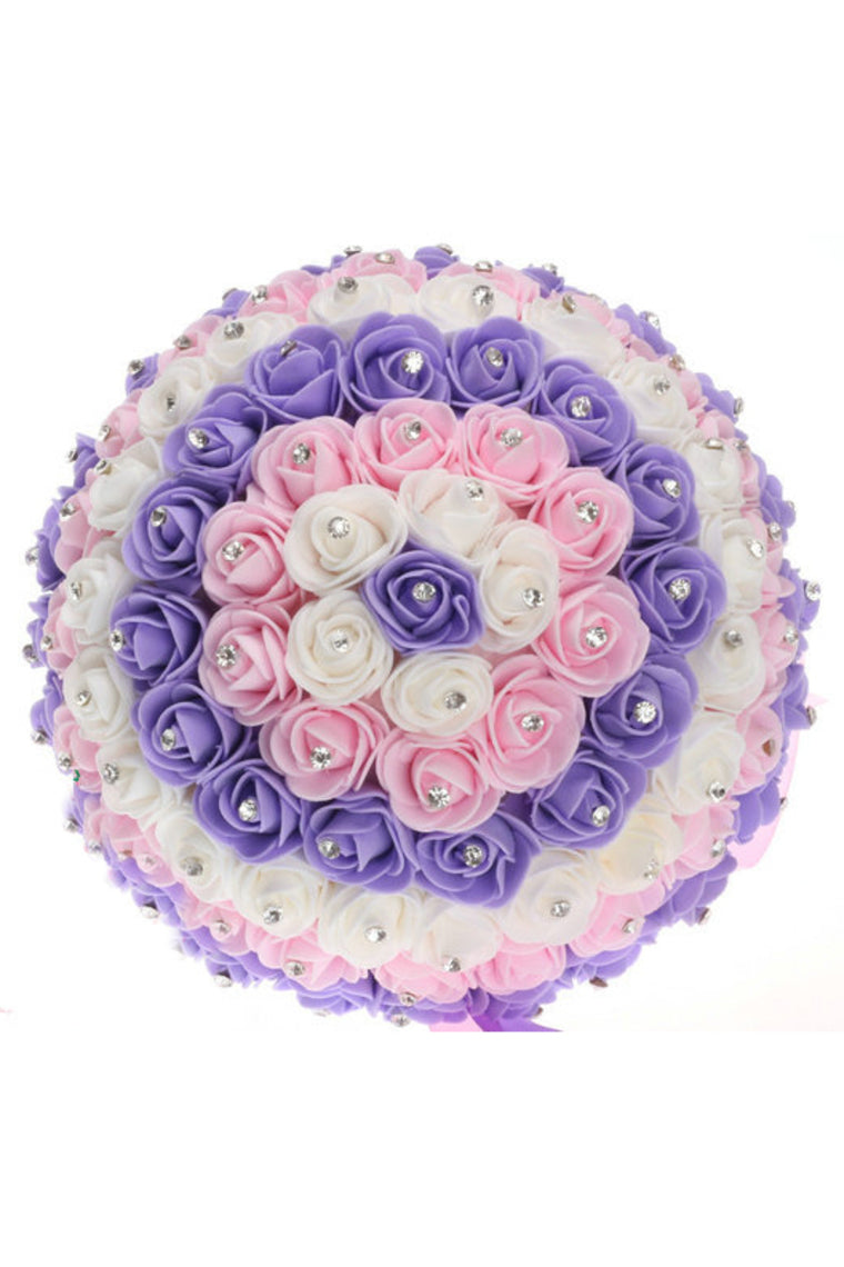 Colorful Round Foam/Ribbon Bridal Bouquets