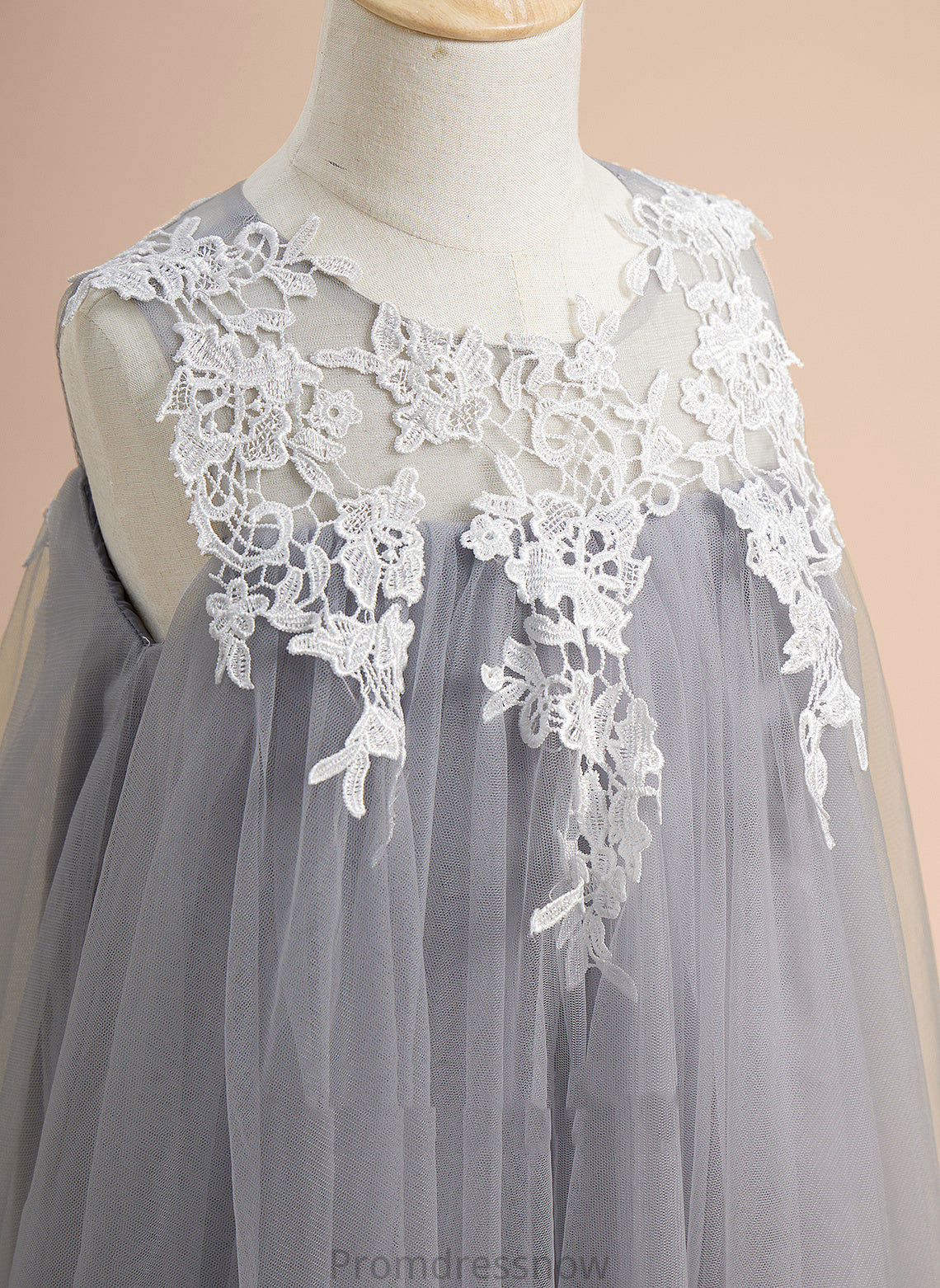 Lace Scoop With Dress Sleeveless Tulle A-Line Flower Girl Dresses - Flower Beryl Neck Knee-length Girl