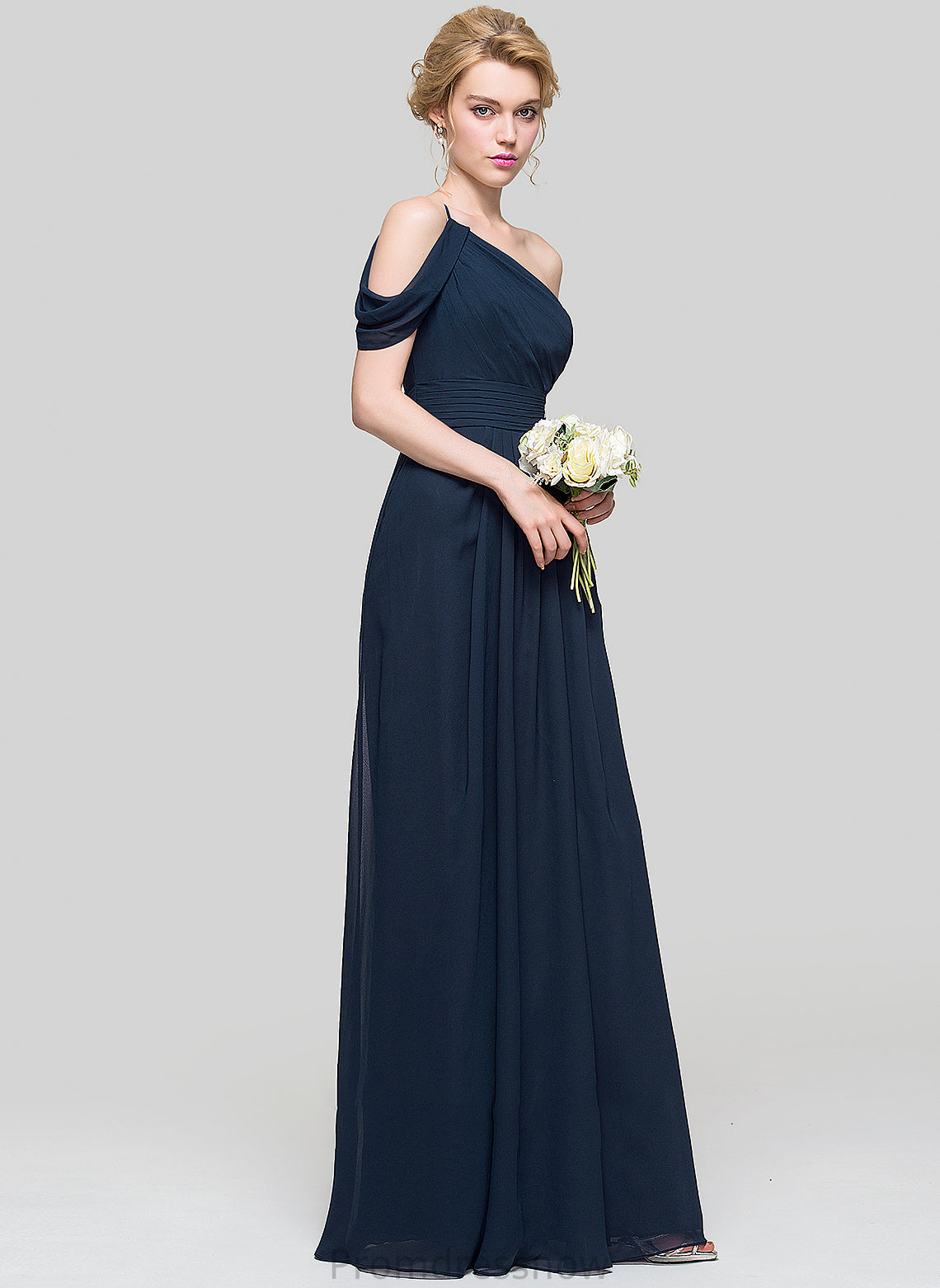 One-Shoulder A-Line Embellishment Floor-Length Length Neckline Silhouette Fabric Ruffle Callie V-Neck Floor Length Bridesmaid Dresses