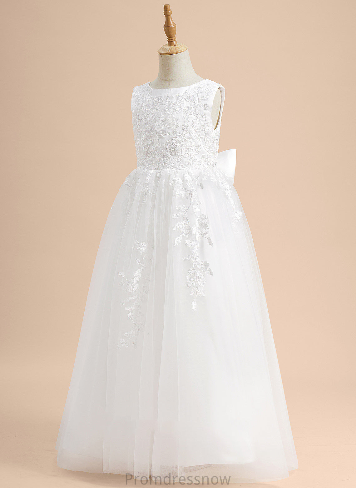 With Sleeveless Scoop Girl Flower Girl Dresses Floor-length - Neck Tulle Dress Kaitlynn Flower Lace/Flower(s)/Bow(s) A-Line