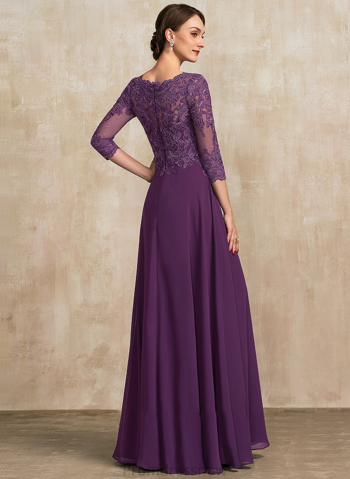 With Mother of the Bride Dresses Neck Floor-Length A-Line Chiffon Scoop Jocelyn the Lace Mother Bride Sequins Dress of