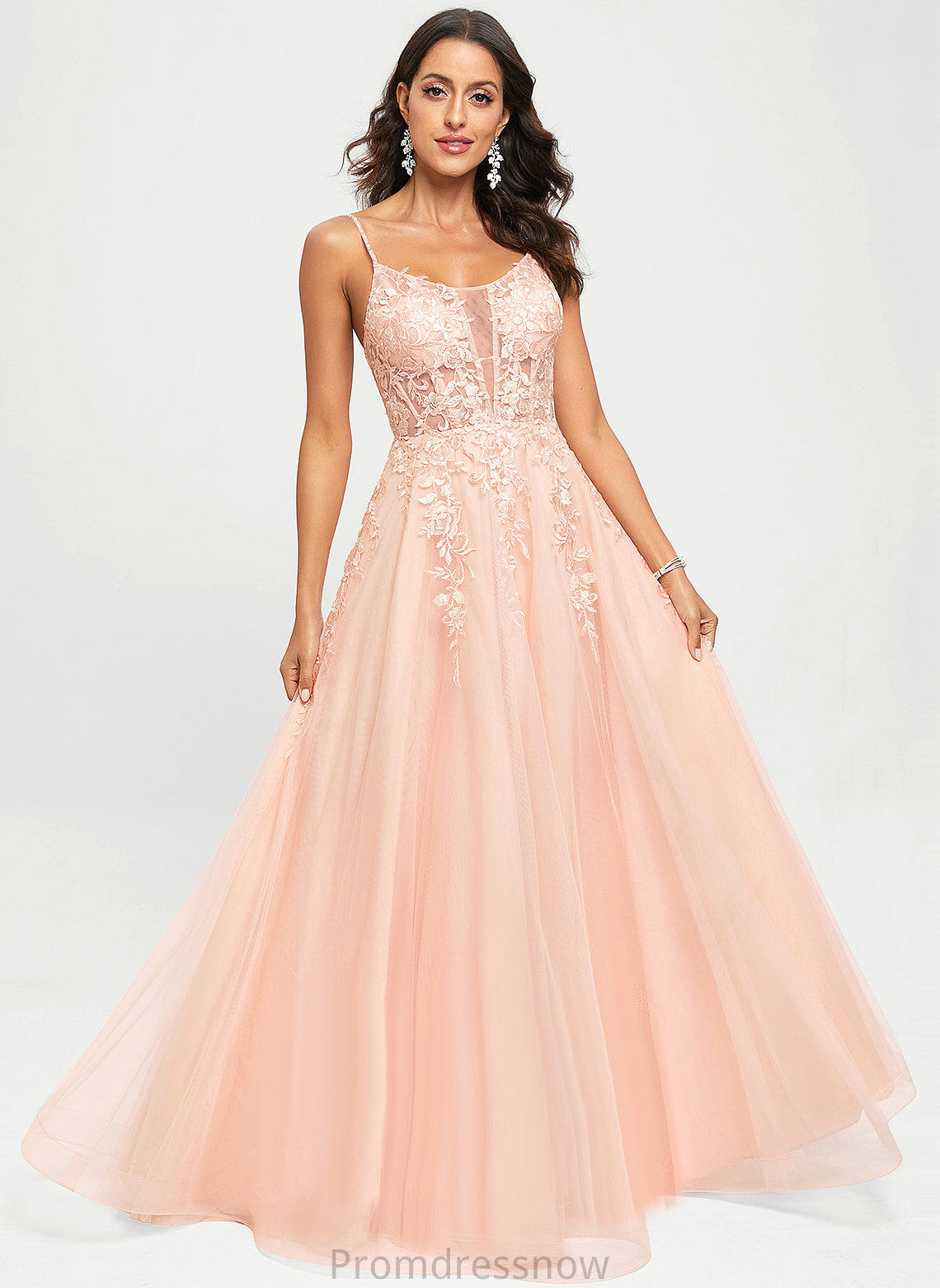 With Sequins Lace Prom Dresses A-Line Floor-Length Tulle Asia Scoop