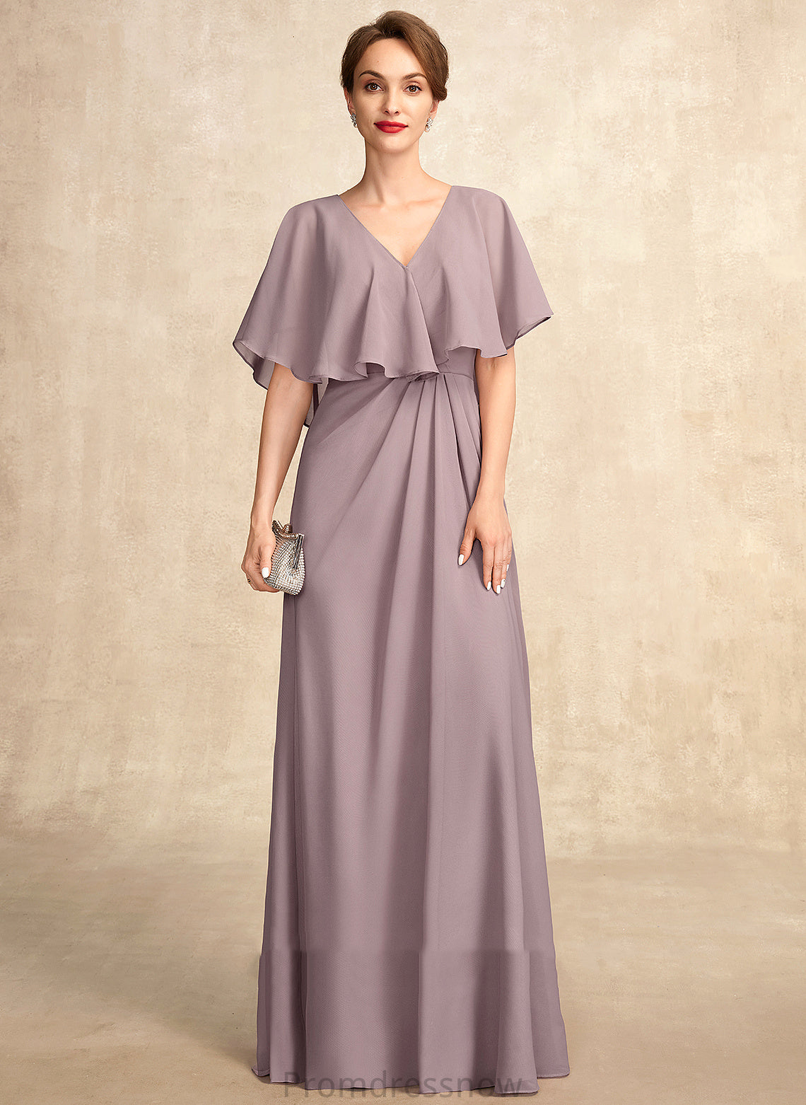 of Mother Dress Bride the Ruffle Mother of the Bride Dresses With Madilyn Chiffon Floor-Length V-neck A-Line