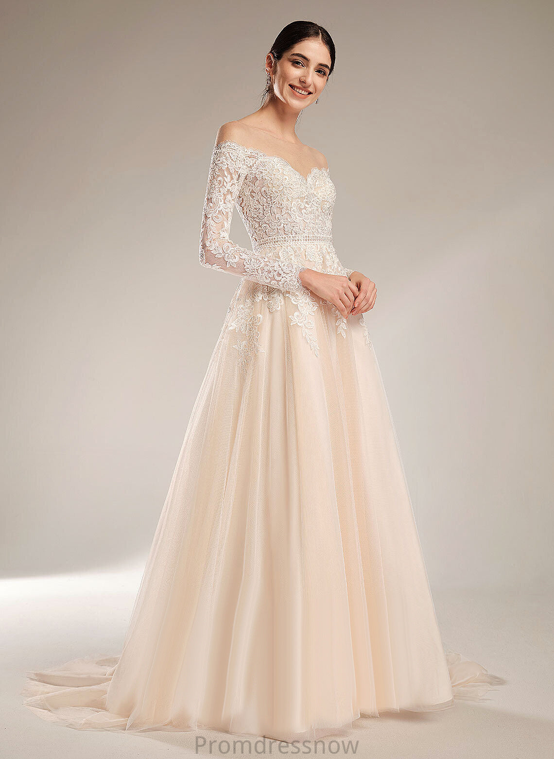 With Chapel Sequins Illusion Tulle Wedding Dresses Dress Lace Wedding Train Emmy Ball-Gown/Princess