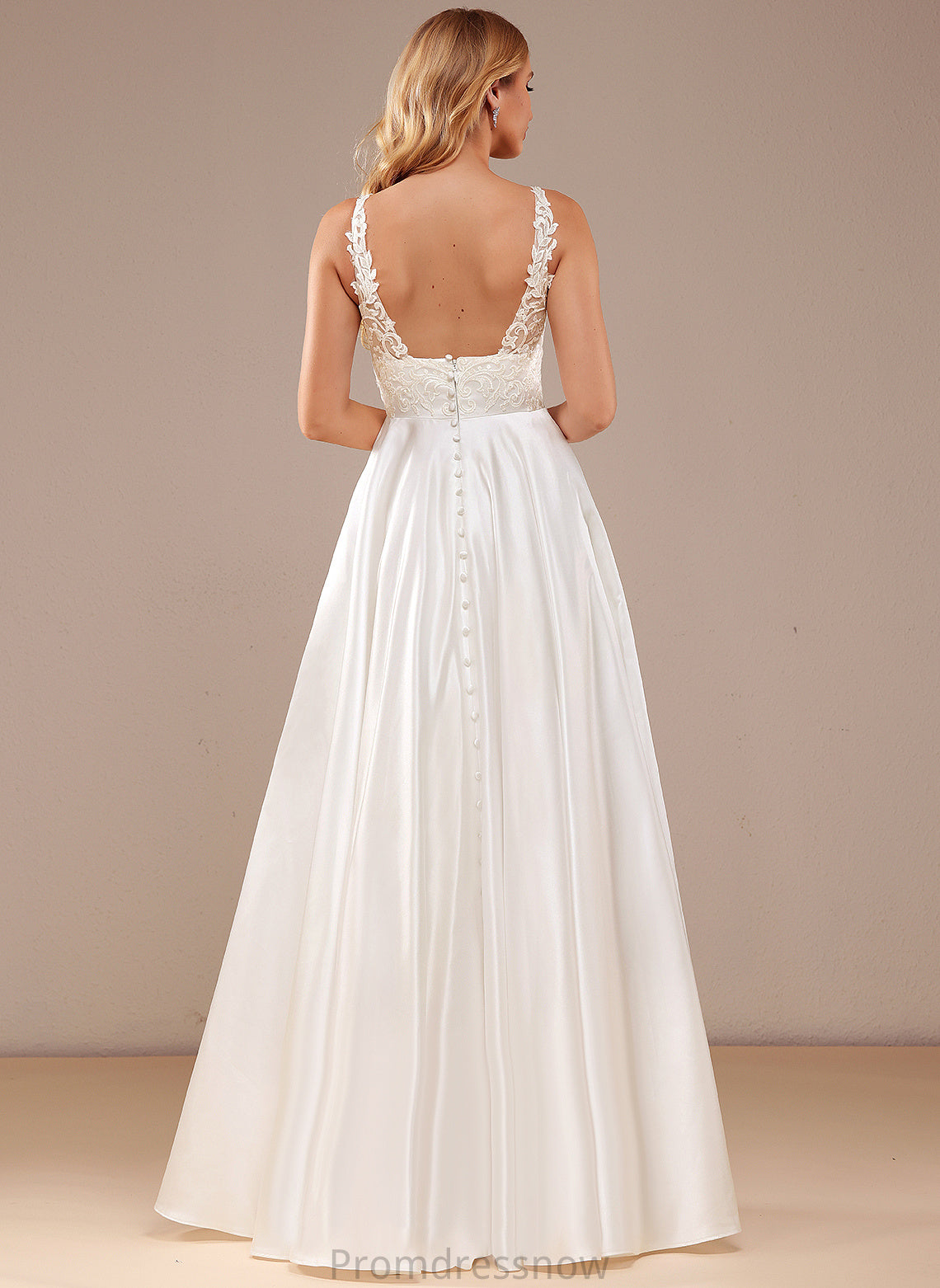 With Dress Wedding Dresses V-neck Pockets Karsyn Satin Lace Ball-Gown/Princess Floor-Length Wedding Lace