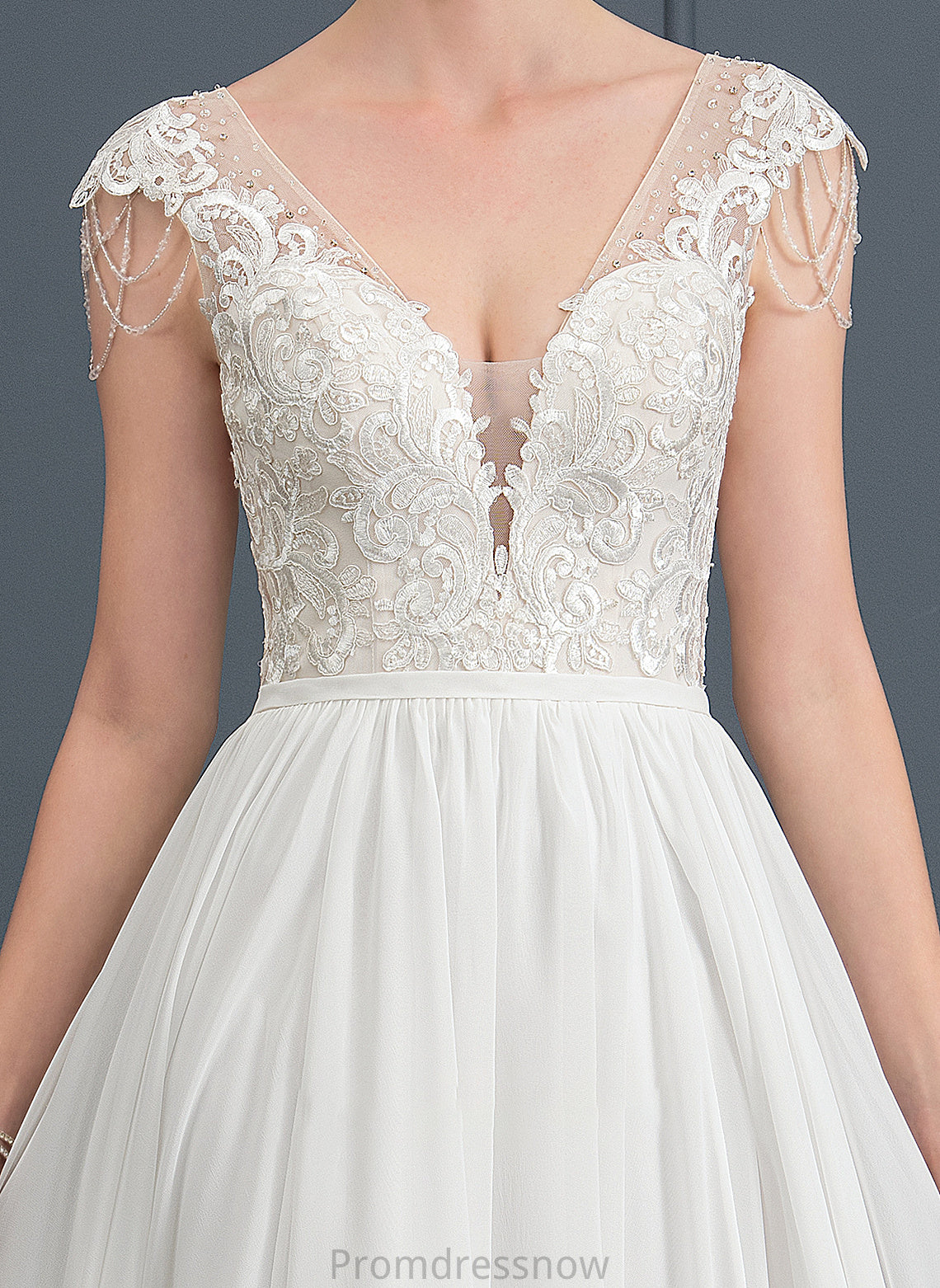 With Sequins Chiffon Wedding A-Line Sweep Beading Mylie V-neck Dress Train Wedding Dresses