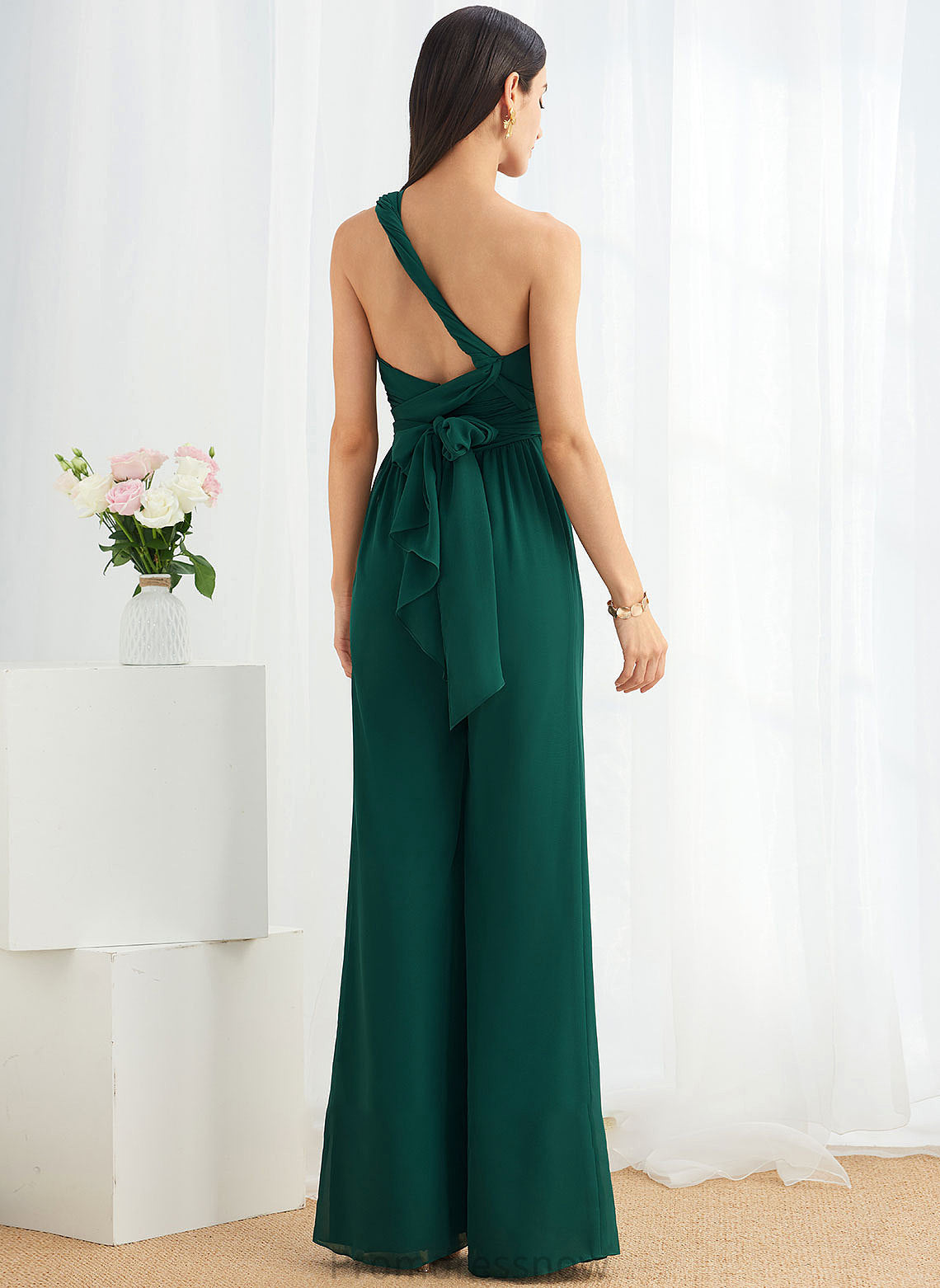 V-neck Fabric Ruffle Neckline Embellishment HighNeck Halter One-Shoulder Straps Length Floor-Length Nyla Bridesmaid Dresses