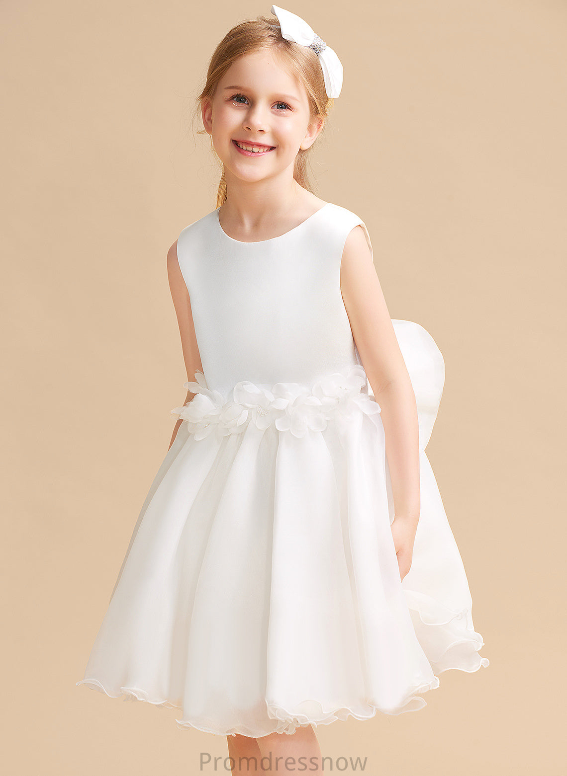 Dress Knee-length Sleeveless Stella Organza Flower Scoop Neck Flower Girl Dresses Girl A-Line -