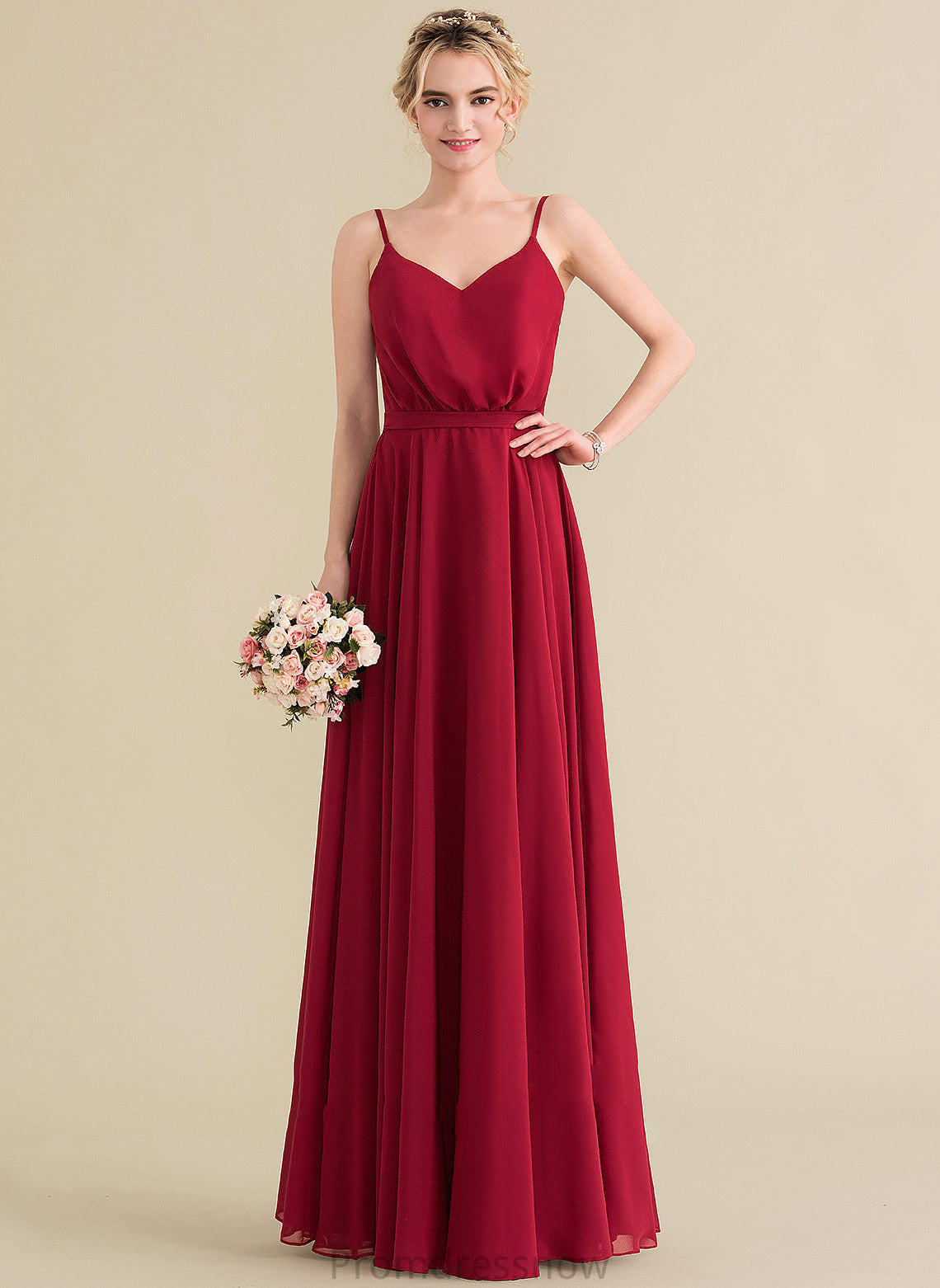 A-Line V-neck Bow(s) Embellishment Fabric Length Neckline Silhouette Floor-Length Ashlee V-Neck Floor Length Bridesmaid Dresses