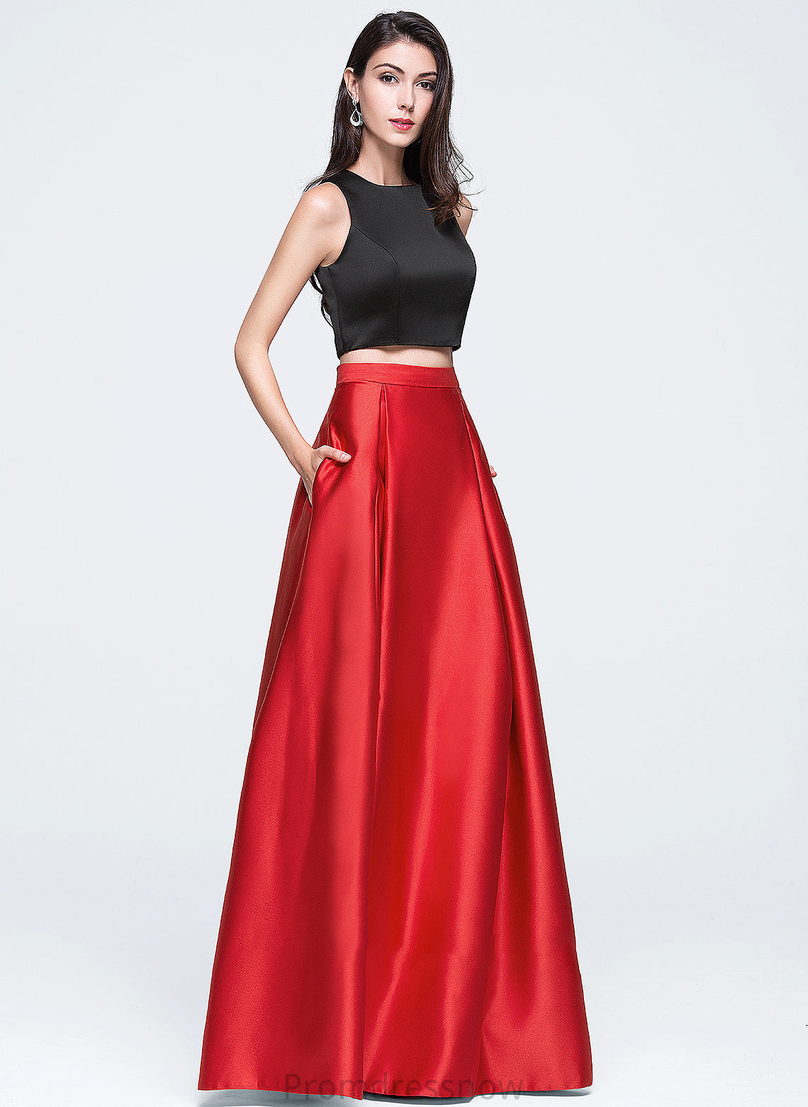 With Winnie Floor-Length Pockets Ball-Gown/Princess Scoop Satin Neck Prom Dresses