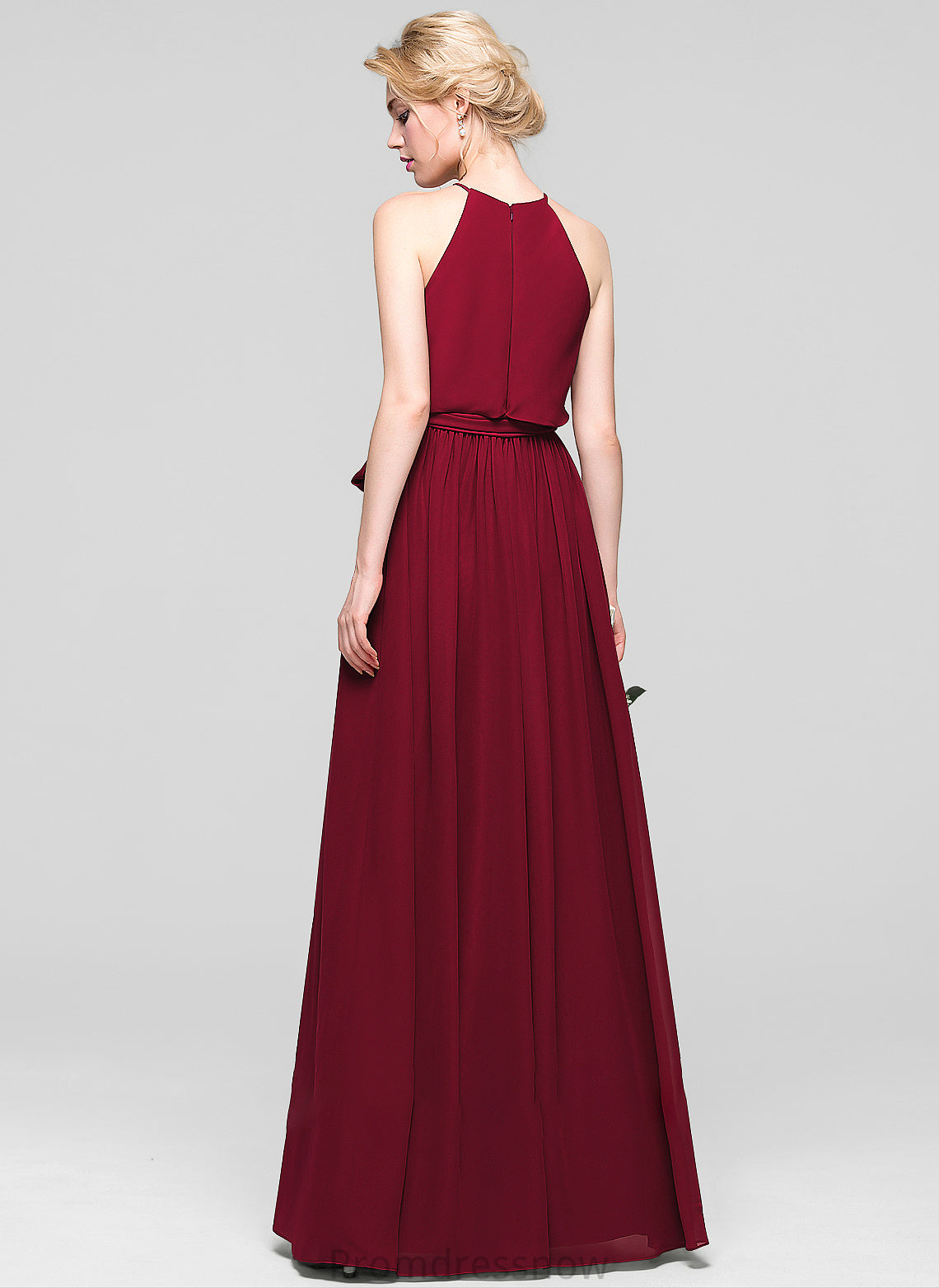 Bow(s) Neckline Silhouette ScoopNeck Fabric Embellishment Length A-Line Floor-Length Elena Floor Length Sleeveless Bridesmaid Dresses