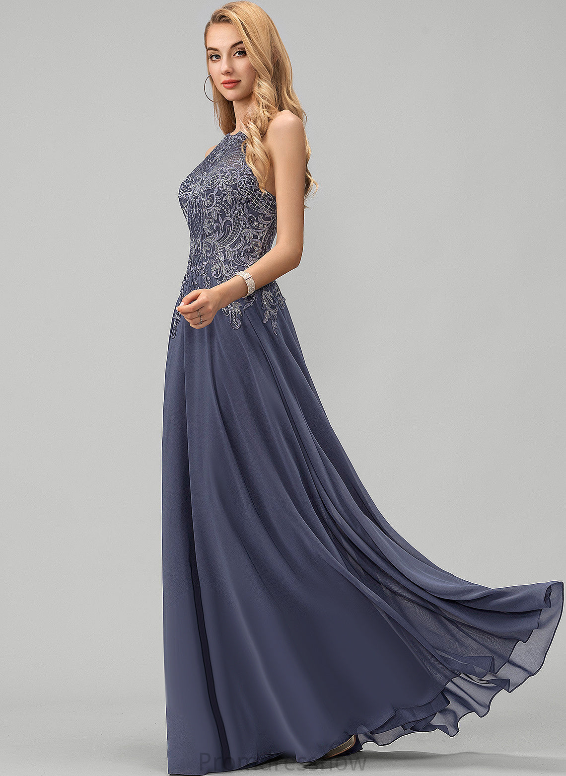 With Prom Dresses Scoop Chiffon A-Line Brooklyn Floor-Length Sequins