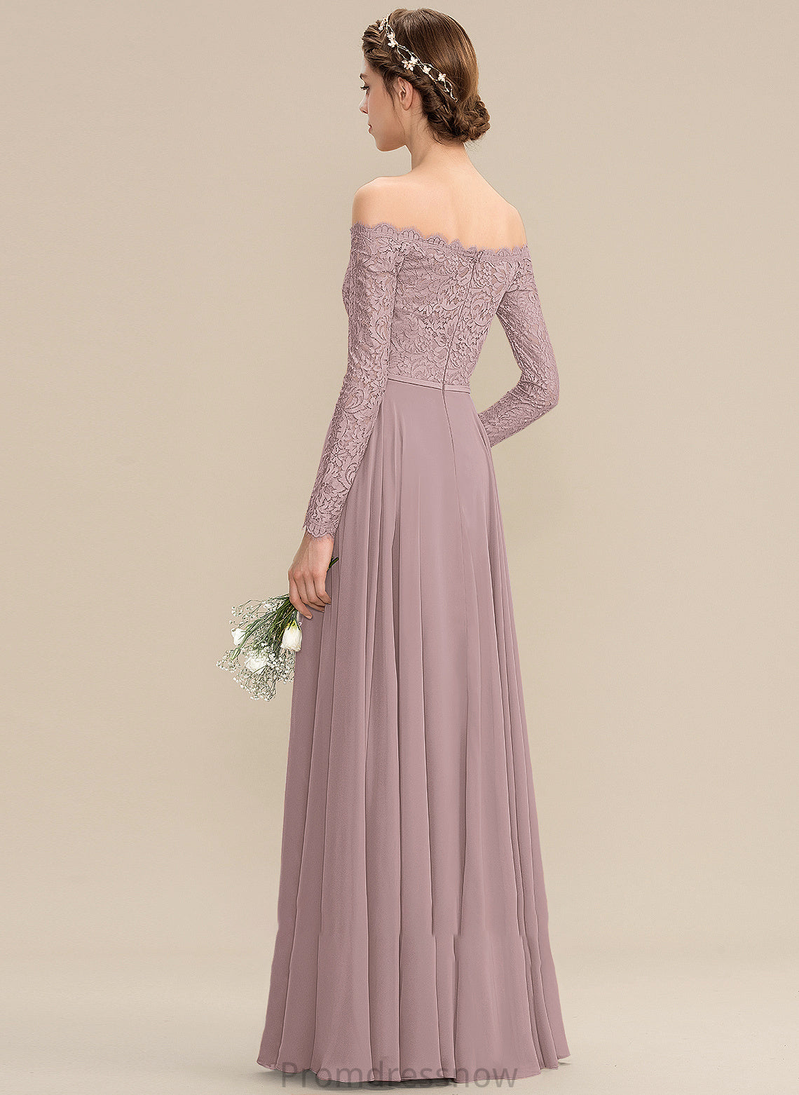 Length Fabric SplitFront Silhouette A-Line Off-the-Shoulder Neckline Embellishment Floor-Length Adelaide Spaghetti Staps Trumpet/Mermaid Bridesmaid Dresses