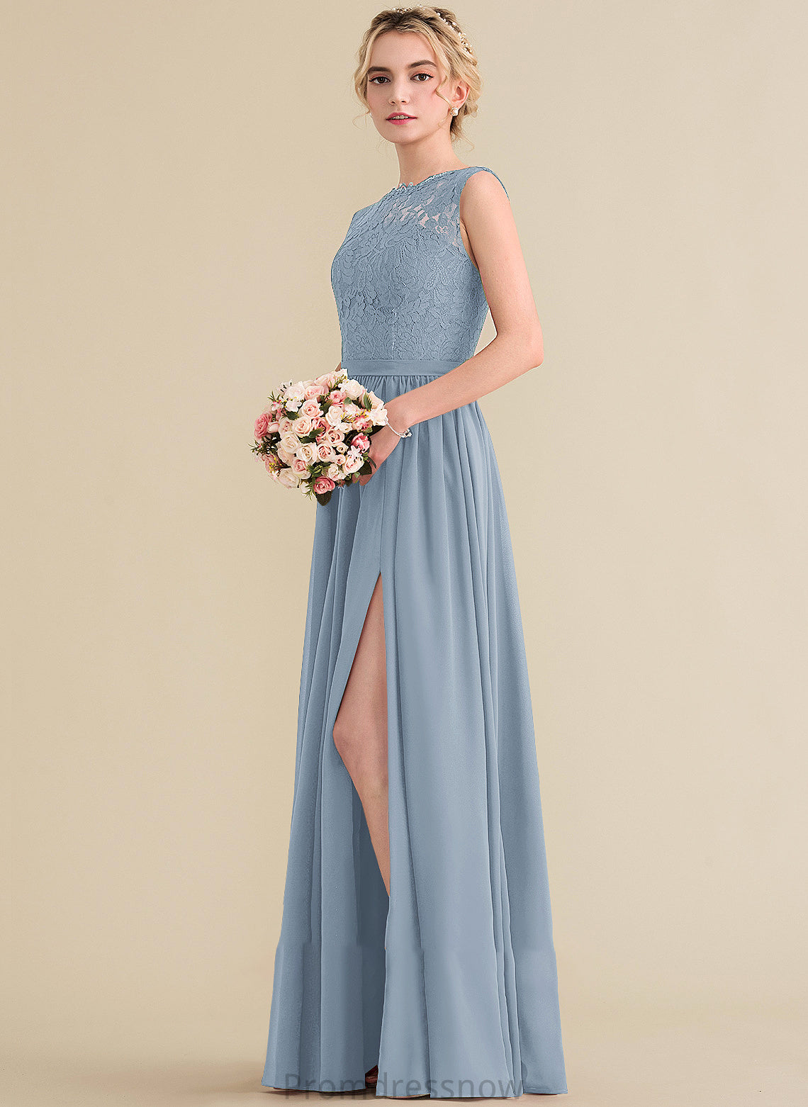 SplitFront Length Floor-Length Embellishment Neckline Silhouette Fabric A-Line ScoopNeck Kamora A-Line/Princess Floor Length Bridesmaid Dresses