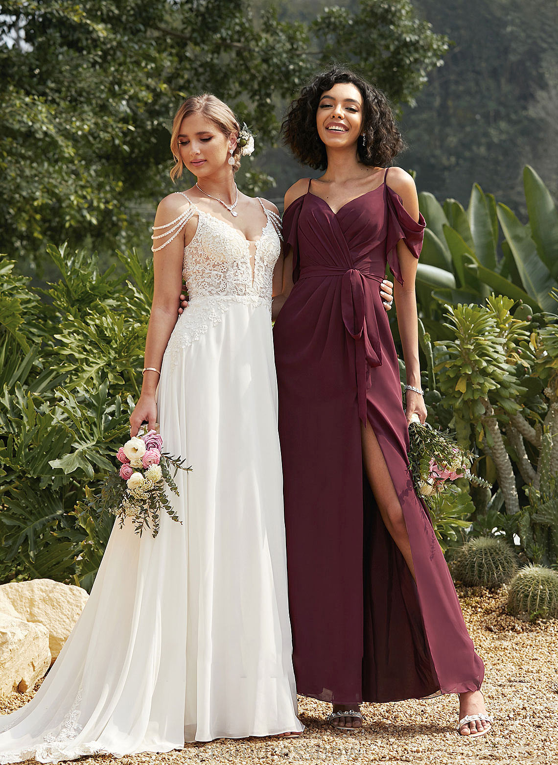 Fabric A-Line Neckline SplitFront Floor-Length Ruffle Silhouette Embellishment V-neck Length Nancy Floor Length Bridesmaid Dresses