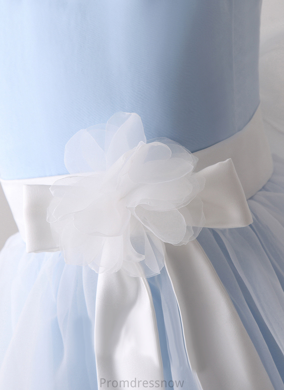 Knee-length A-Line Beading/Flower(s)/Bow(s) Flower Girl Dresses Girl With Allisson Organza - Scoop Neck Flower Dress Sleeveless