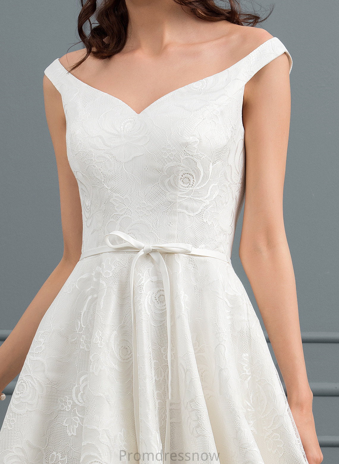 With Lace Wedding Dresses Asymmetrical A-Line Wedding Dress Kendra Bow(s)