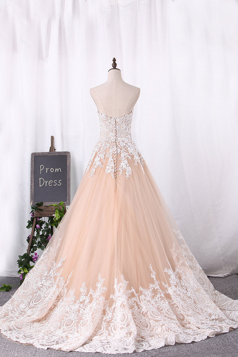 2024 Sweetheart A Line Wedding Dresses With Applique