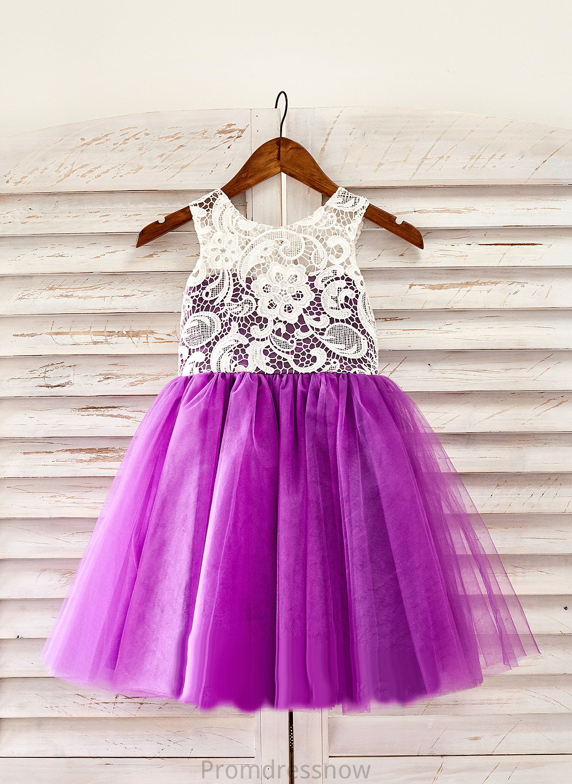 With Tulle Flower Sleeveless A-Line Neck Flower Girl Dresses - Knee-length India Scoop Girl Dress Lace