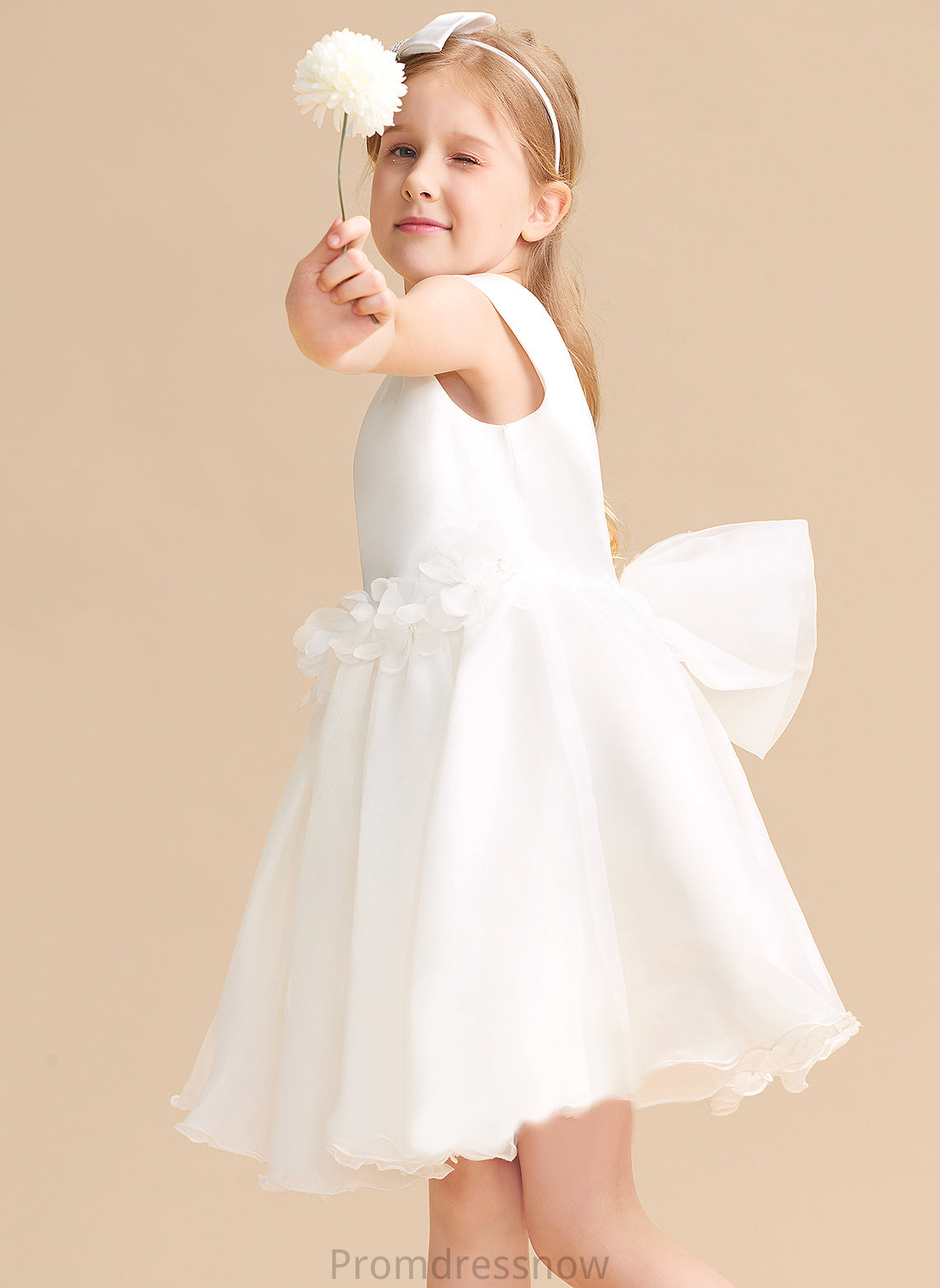 Dress Knee-length Sleeveless Stella Organza Flower Scoop Neck Flower Girl Dresses Girl A-Line -