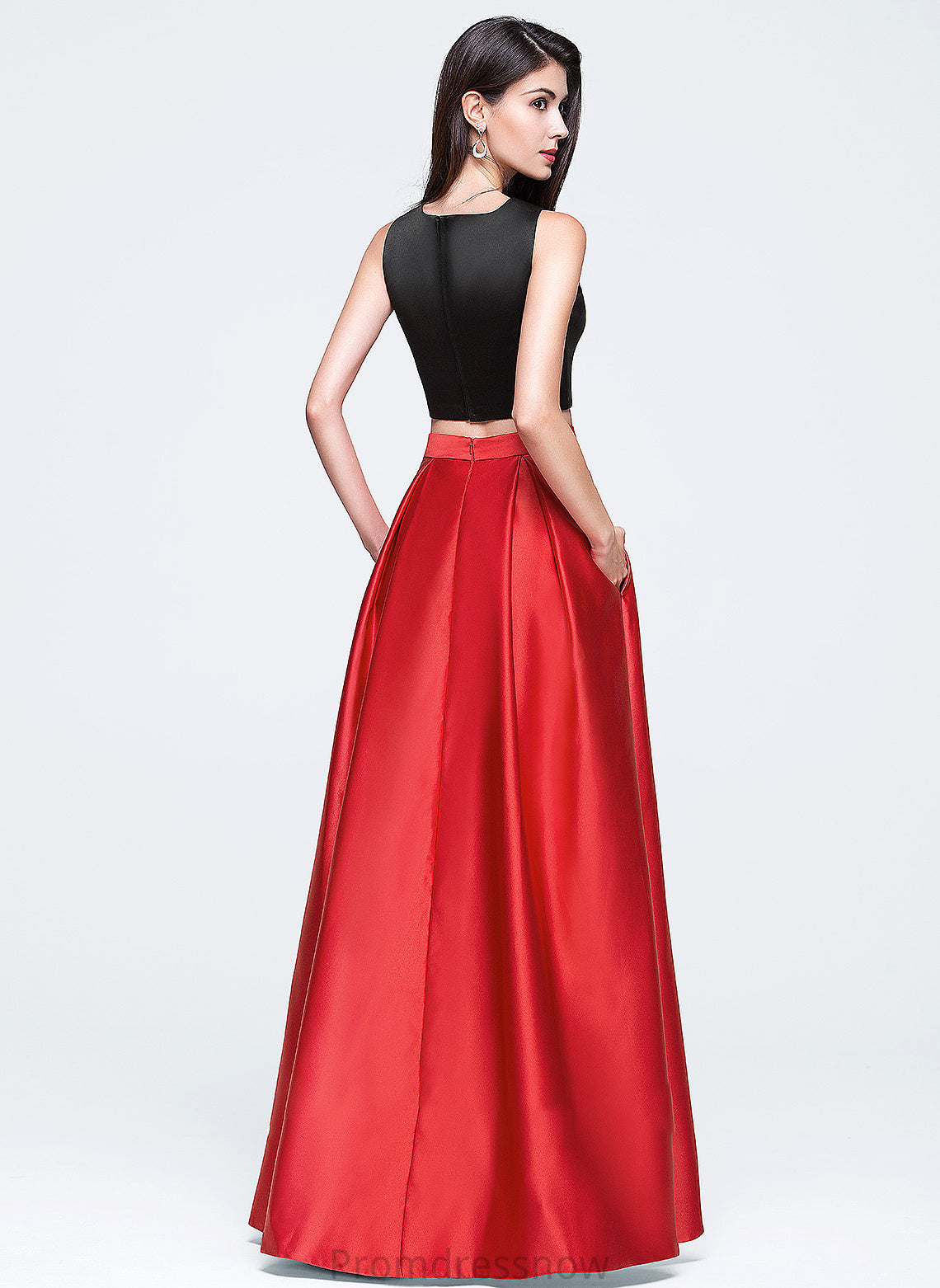 With Winnie Floor-Length Pockets Ball-Gown/Princess Scoop Satin Neck Prom Dresses