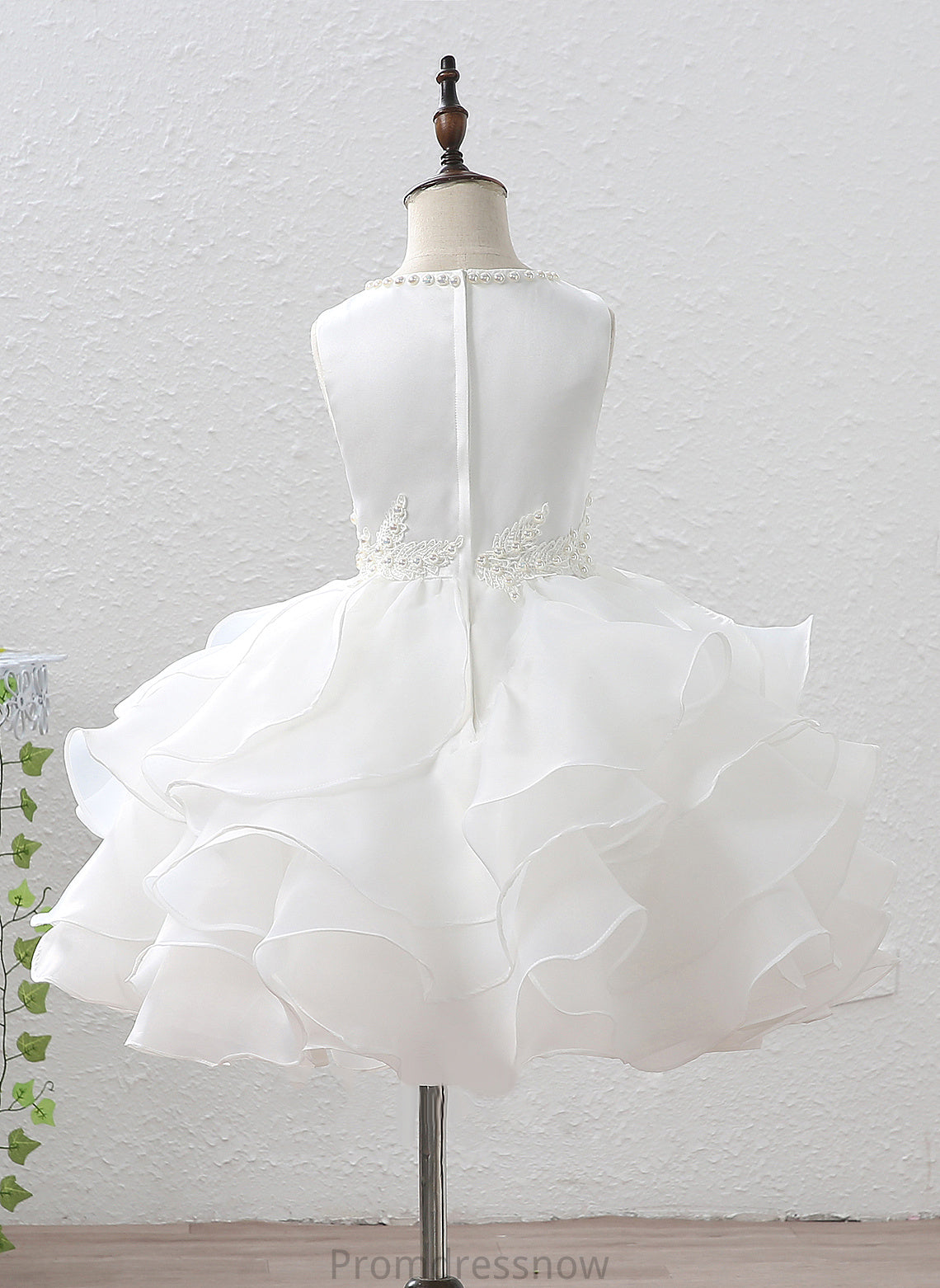 With Princess Girl Flower Girl Dresses Sleeveless Court Scoop - Organza/Satin Flower Ball-Gown/Princess Neck Dress Ruffles/Beading/Appliques Train