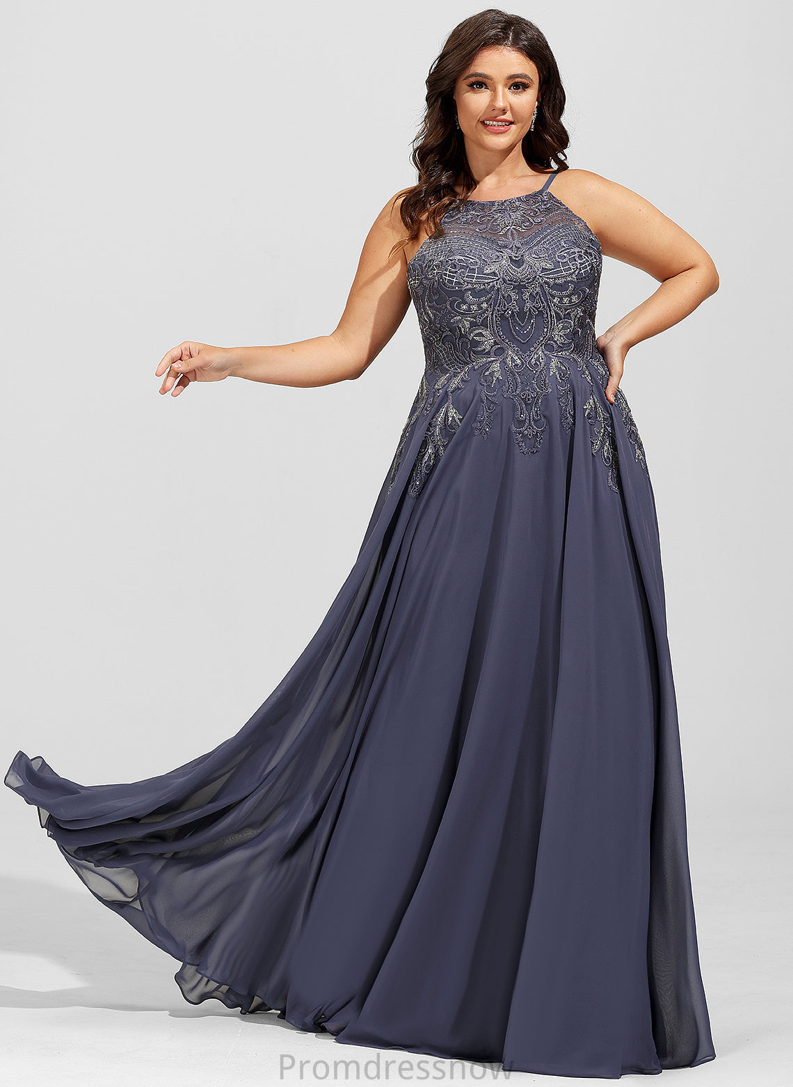 With Prom Dresses Scoop Chiffon A-Line Brooklyn Floor-Length Sequins