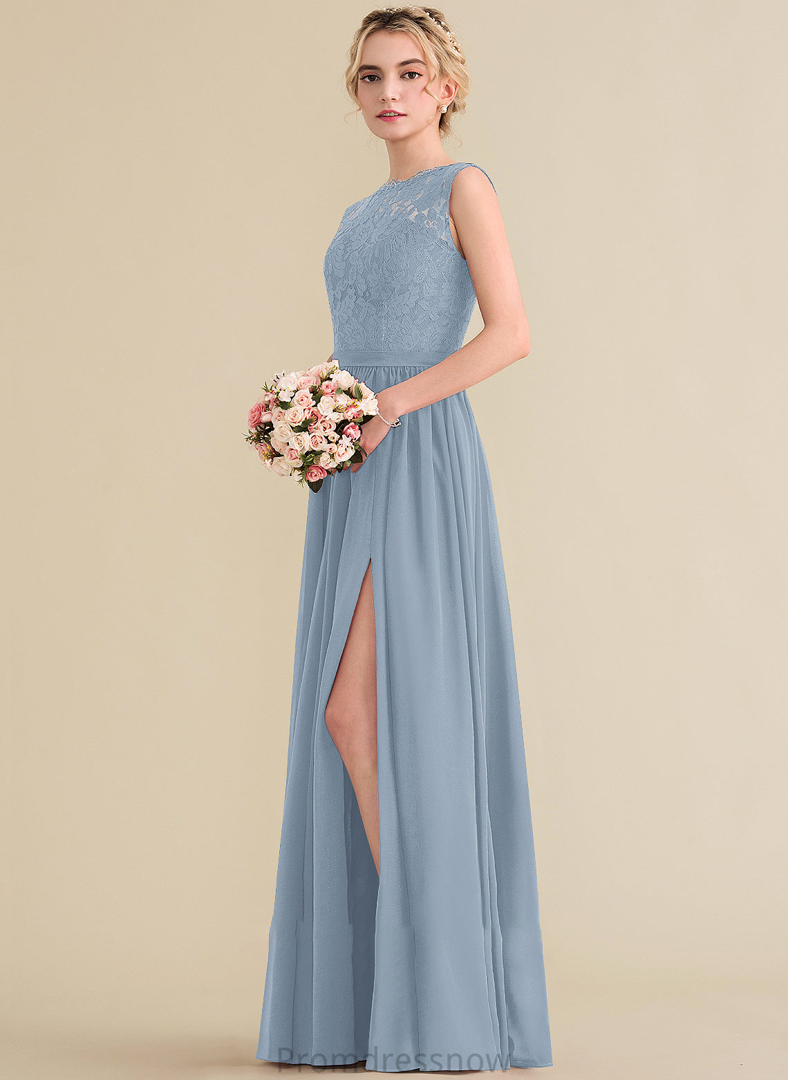 SplitFront Length Floor-Length Embellishment Neckline Silhouette Fabric A-Line ScoopNeck Kamora A-Line/Princess Floor Length Bridesmaid Dresses