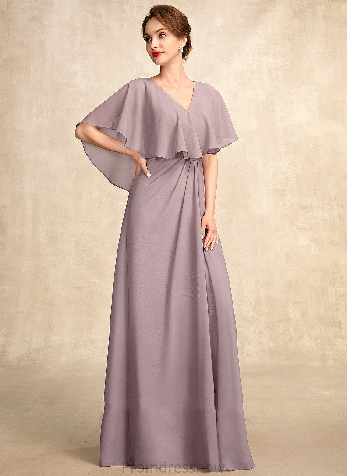 of Mother Dress Bride the Ruffle Mother of the Bride Dresses With Madilyn Chiffon Floor-Length V-neck A-Line