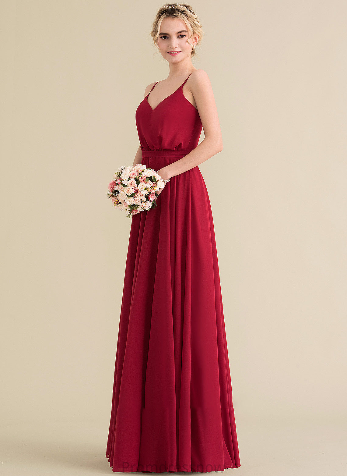 A-Line V-neck Bow(s) Embellishment Fabric Length Neckline Silhouette Floor-Length Ashlee V-Neck Floor Length Bridesmaid Dresses