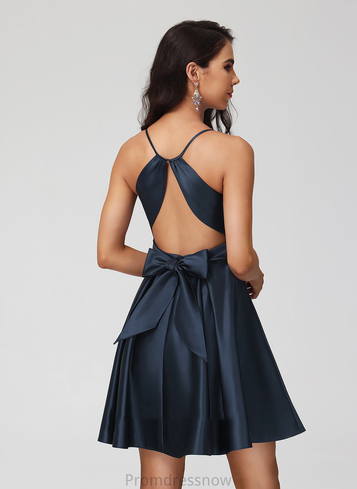 With A-Line V-neck Pleated Satin Lori Dress Homecoming Dresses Homecoming Short/Mini