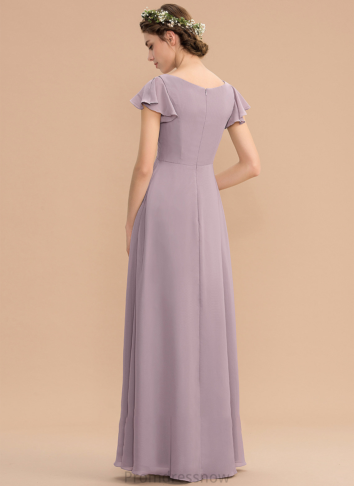 A-Line CascadingRuffles Pockets Neckline Silhouette Fabric Length V-neck Embellishment Floor-Length Kenzie A-Line/Princess Bridesmaid Dresses