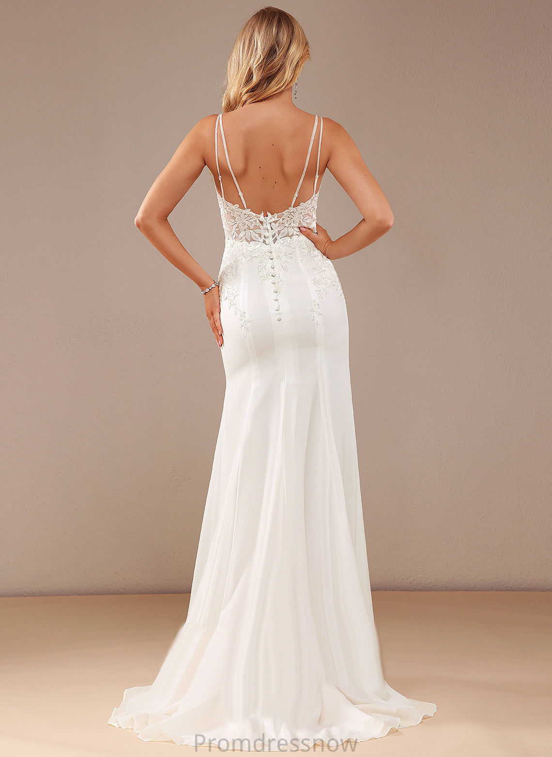 With Wedding Dresses Beading Trumpet/Mermaid Dress Lace Georgia Chiffon Court Train Wedding V-neck