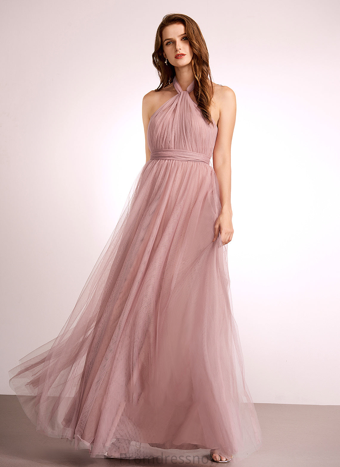 Silhouette Fabric V-neck Length Straps Floor-Length Neckline Off-the-Shoulder Tulle One-Shoulder A-Line Aniya Bridesmaid Dresses