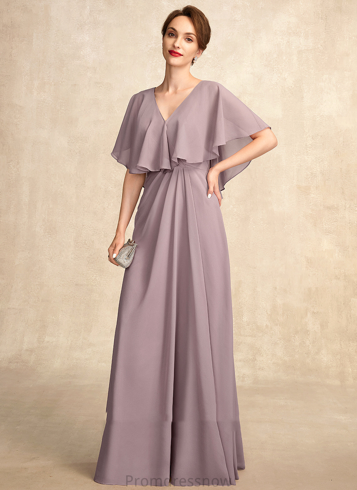 of Mother Dress Bride the Ruffle Mother of the Bride Dresses With Madilyn Chiffon Floor-Length V-neck A-Line