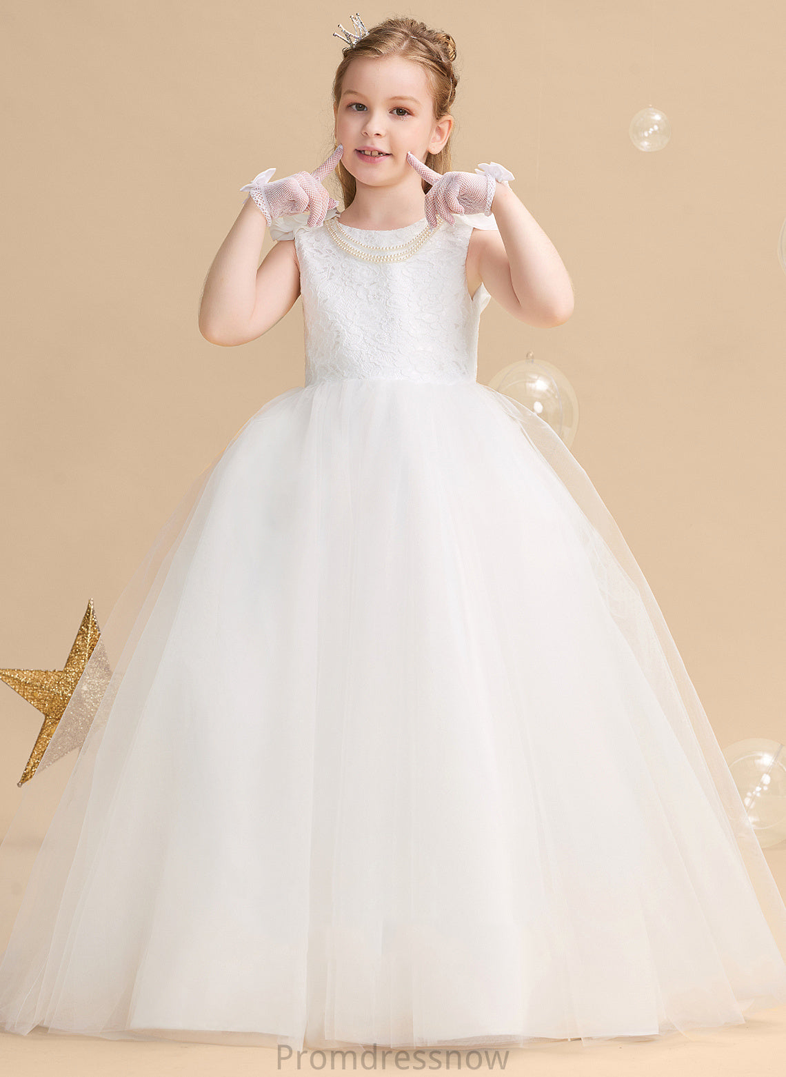 Flower Neck Sleeveless With Girl Scoop - Ball-Gown/Princess Flower Girl Dresses Train Dress Thea Tulle/Lace Sweep Flower(s)