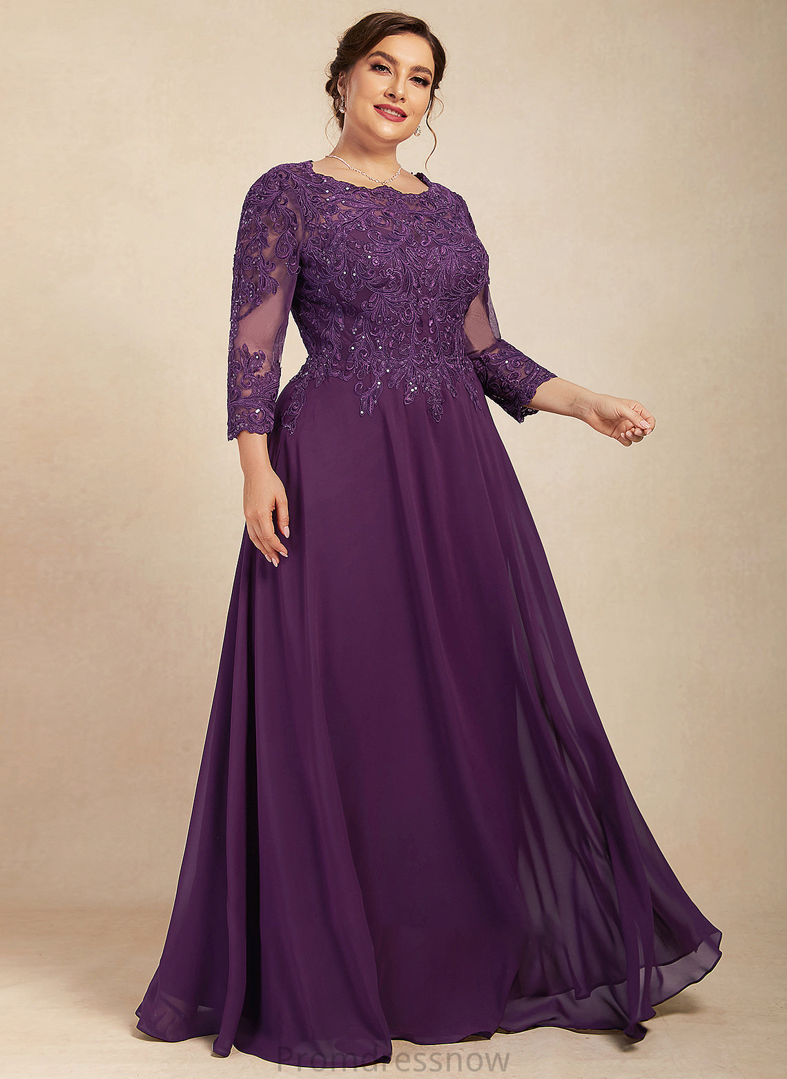 With Mother of the Bride Dresses Neck Floor-Length A-Line Chiffon Scoop Jocelyn the Lace Mother Bride Sequins Dress of