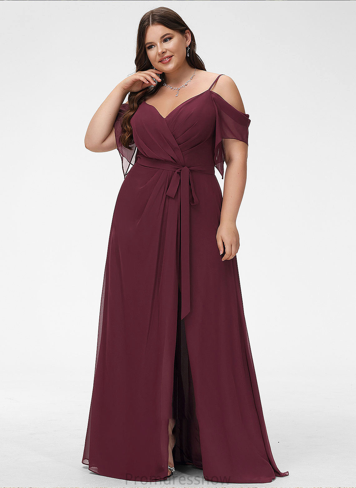 Fabric A-Line Neckline SplitFront Floor-Length Ruffle Silhouette Embellishment V-neck Length Nancy Floor Length Bridesmaid Dresses