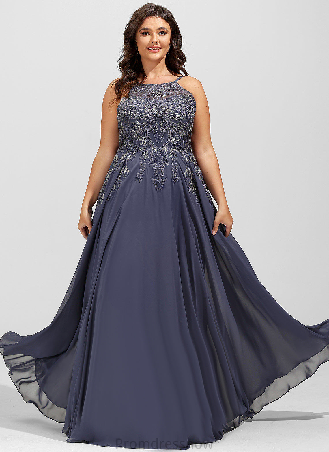 With Prom Dresses Scoop Chiffon A-Line Brooklyn Floor-Length Sequins