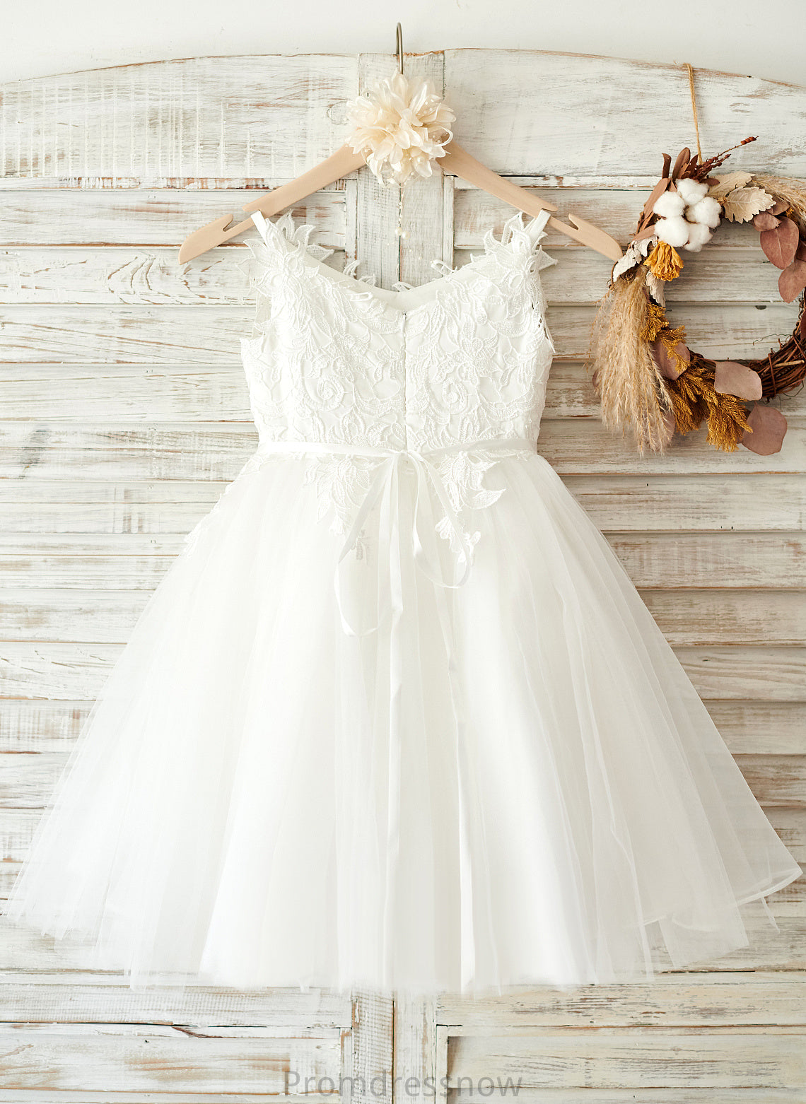 Tulle/Lace Straps Jamya Flower A-Line - Knee-length Flower Girl Dresses Dress Sleeveless Girl