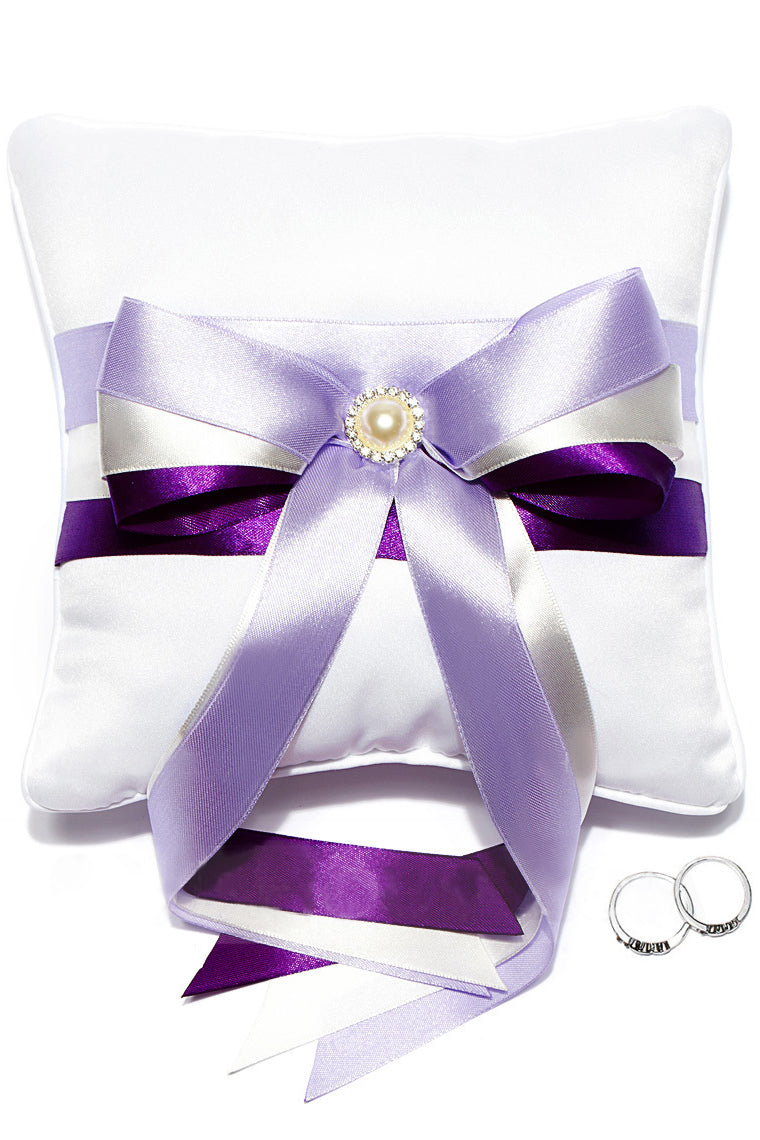 Ring Pillow Satin With Sash/Pearl