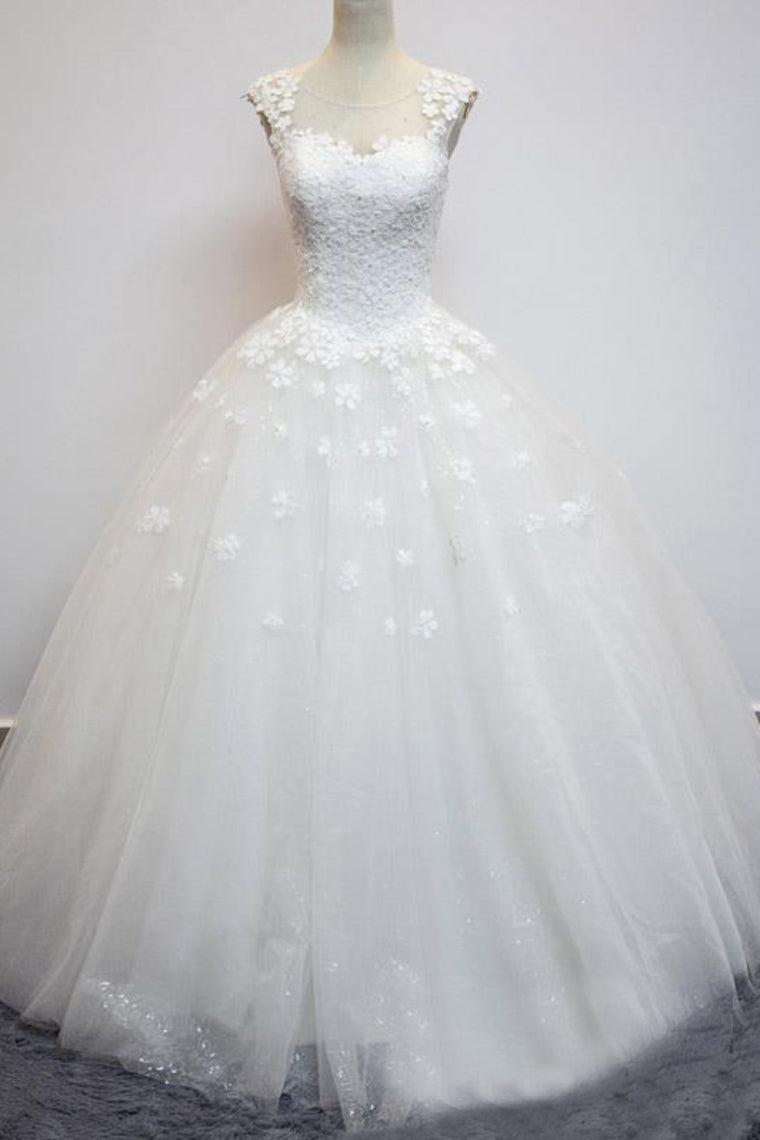 2024 Scoop Wedding Dresses A Line Tulle With Applique Court Train