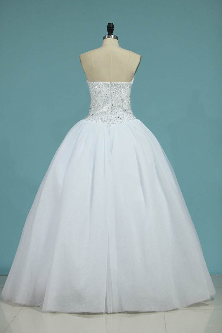 2024 Sweetheart Bridal Dresses Ball Gown Tulle White Zipper Back Floor-Length