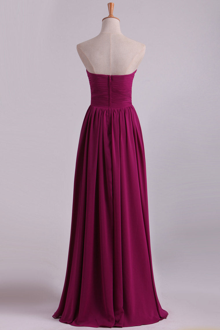 2024 Bridesmaid Dresses A Line Sweetheart Floor Length With Ruffles Chiffon